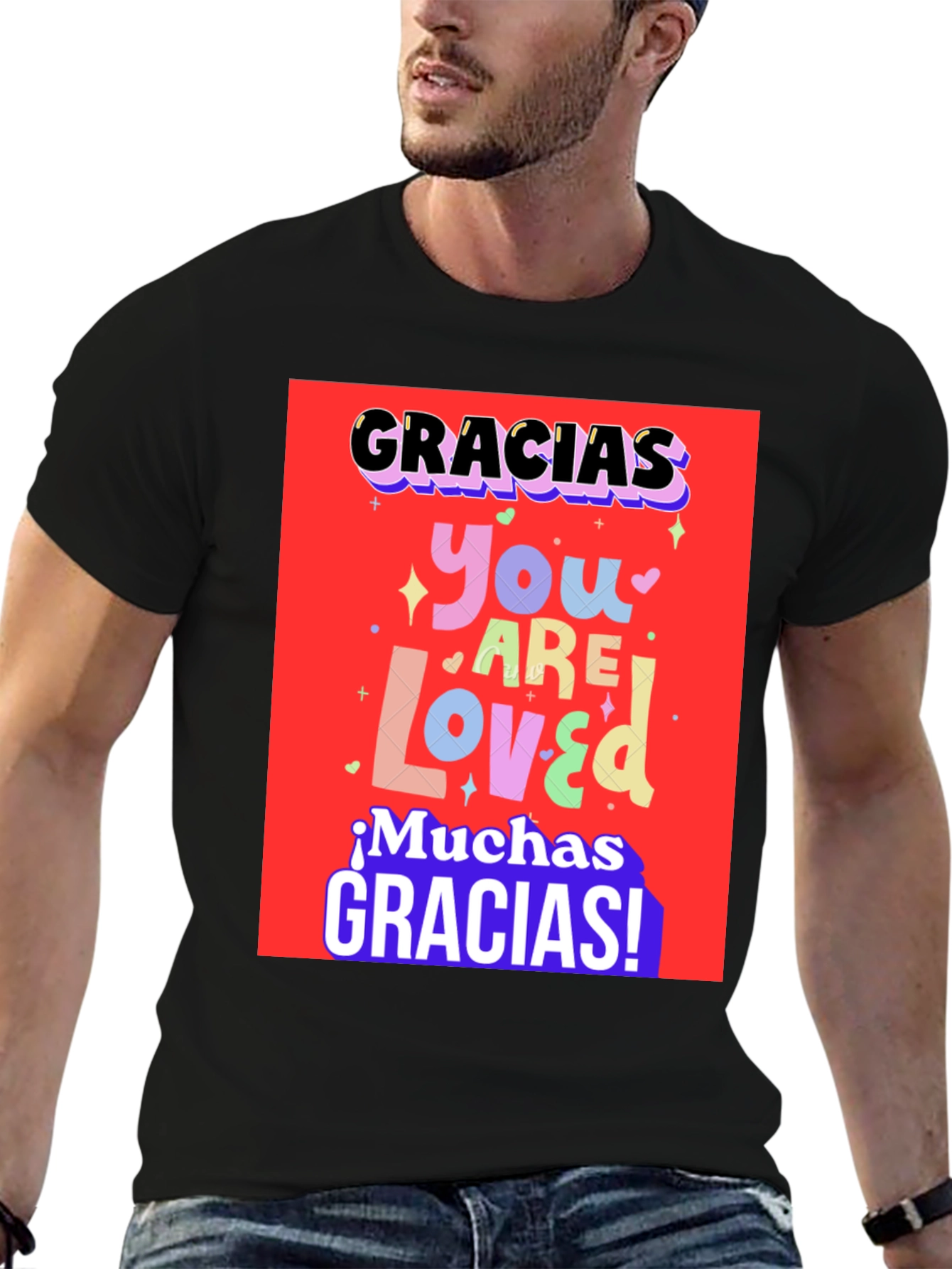 Black Gracias You Are Loved Graphic T-Shirt view 6
