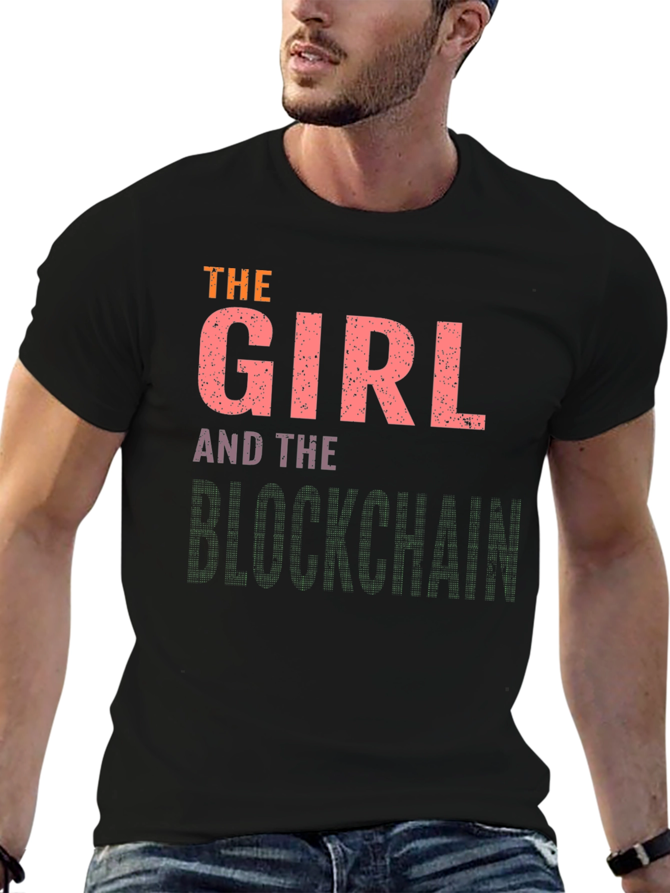 Black The Girl and the Blockchain Black T-Shirt view 6