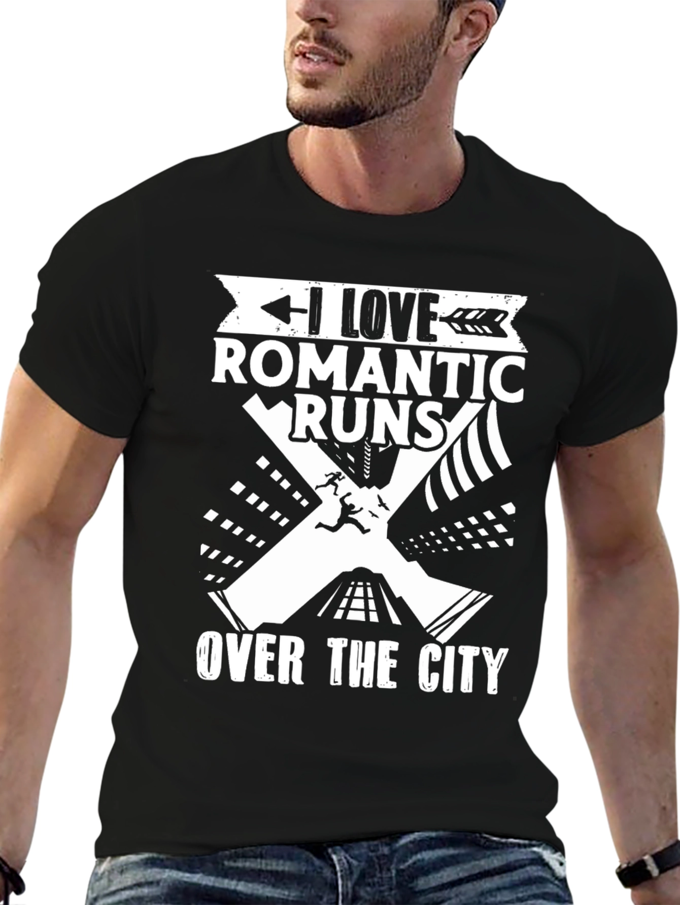 Romantic Runs Over the City Graphic Tee - Black - 6