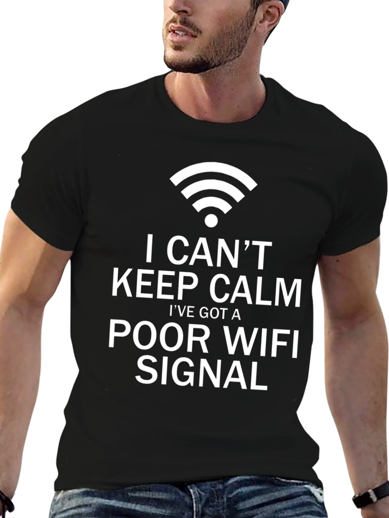 Black Funny Poor Wifi Signal T-Shirt view 6