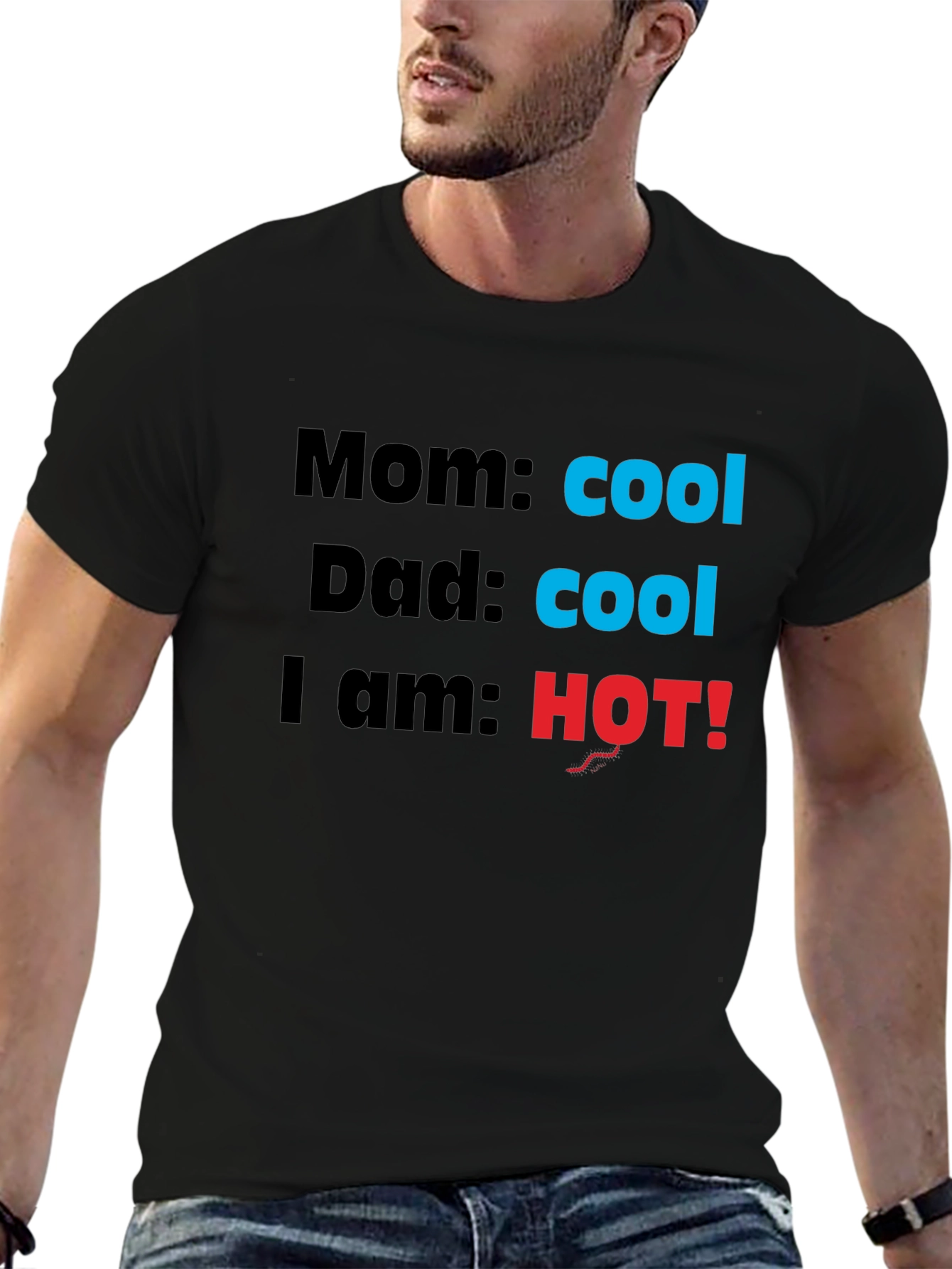Black Cool Mom & Dad, I'm HOT! Novelty T-Shirt view 6