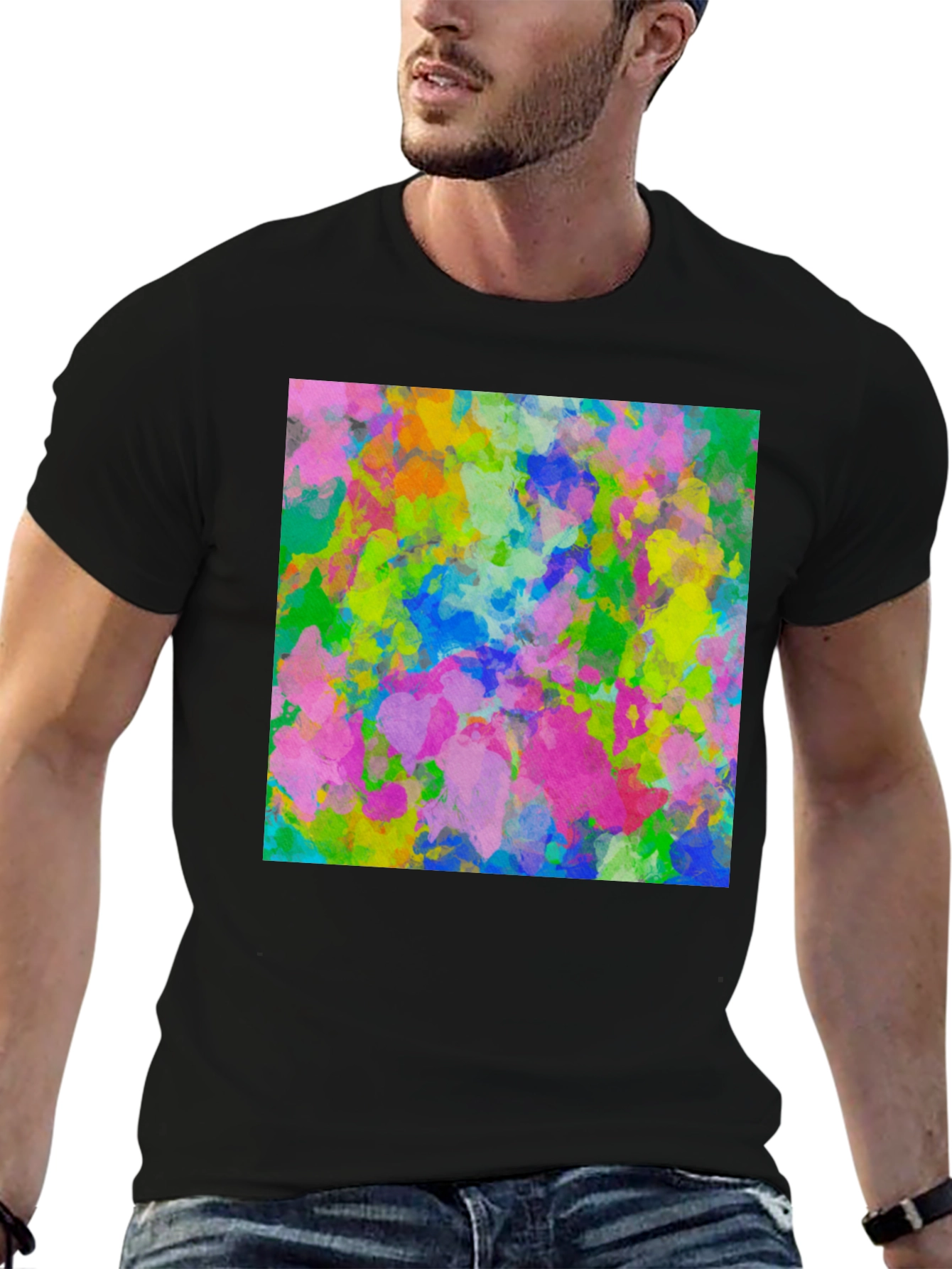 Black Abstract Art Print Black T-Shirt view 6