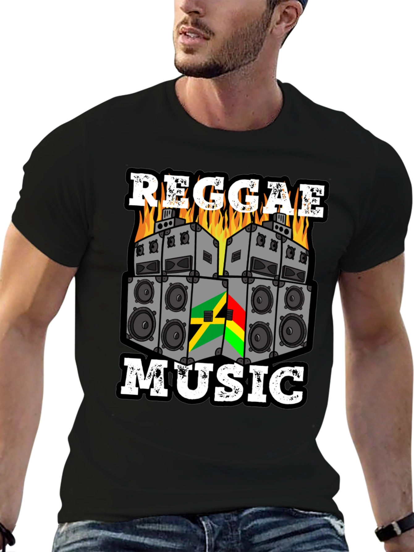 Black Reggae Music Graphic Tee - Black Cotton view 6