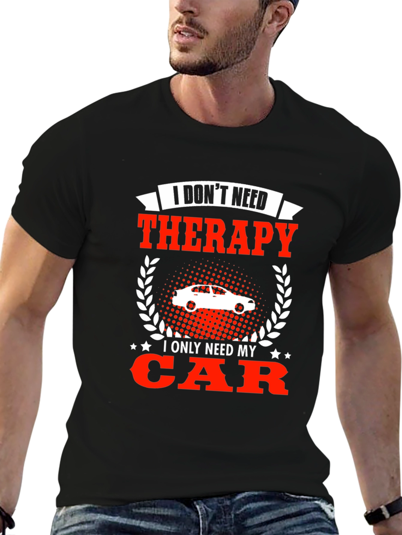 Black Funny Car Lover T-Shirt - Therapy Alternative view 6
