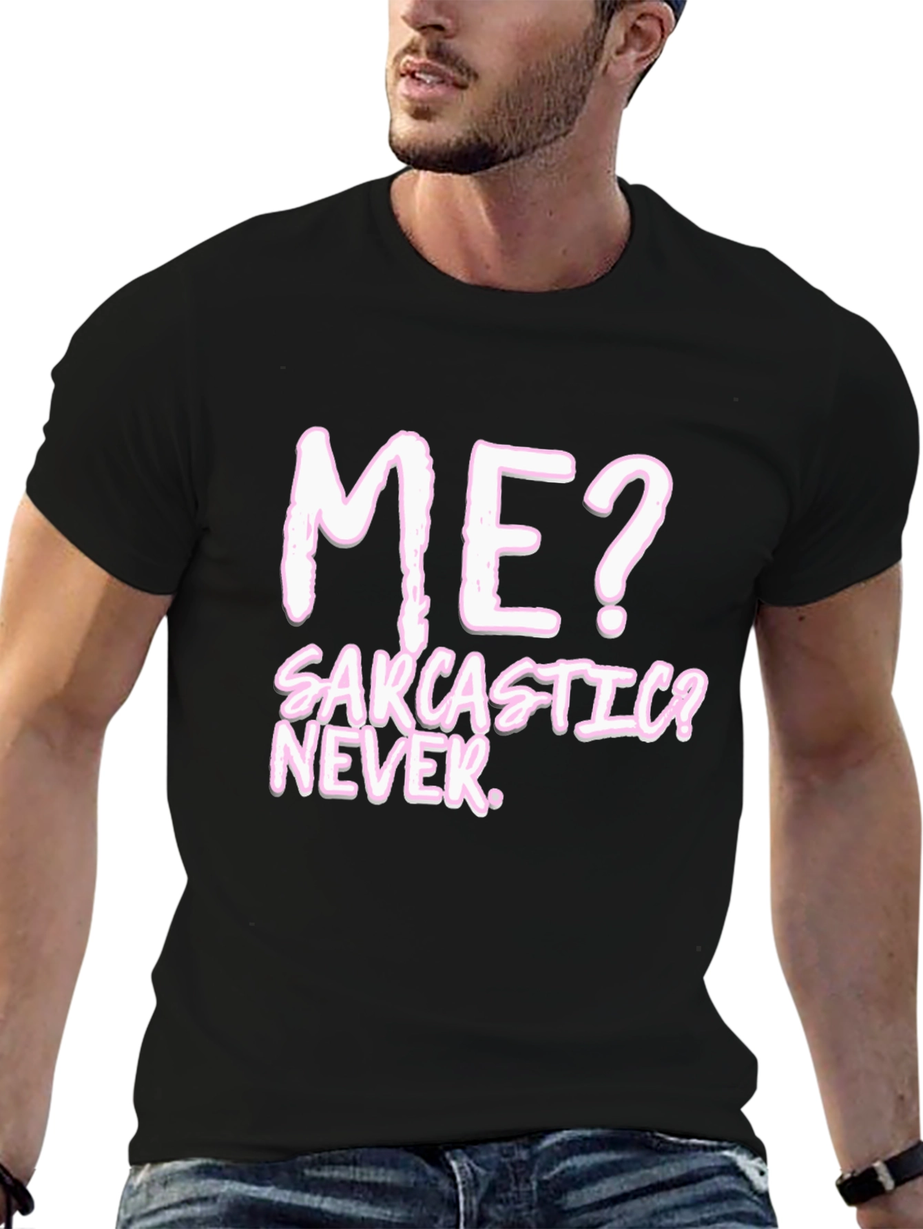 Black Sarcastic? Never. Black Graphic Tee view 6