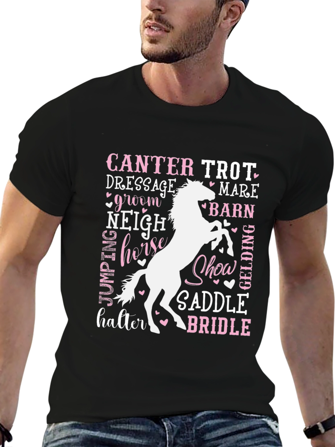 Black Equestrian Word Art T-Shirt - Horse Lover Tee view 6