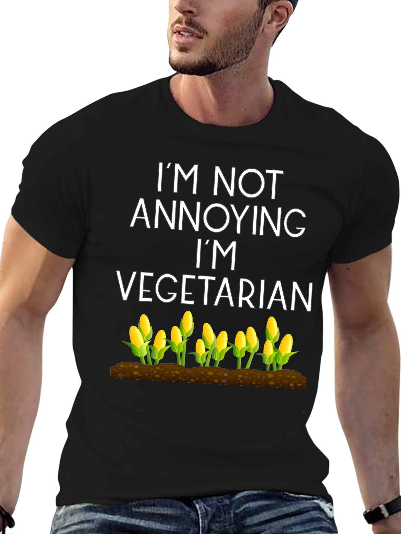Black Vegetarian Corn Graphic Tee view 6