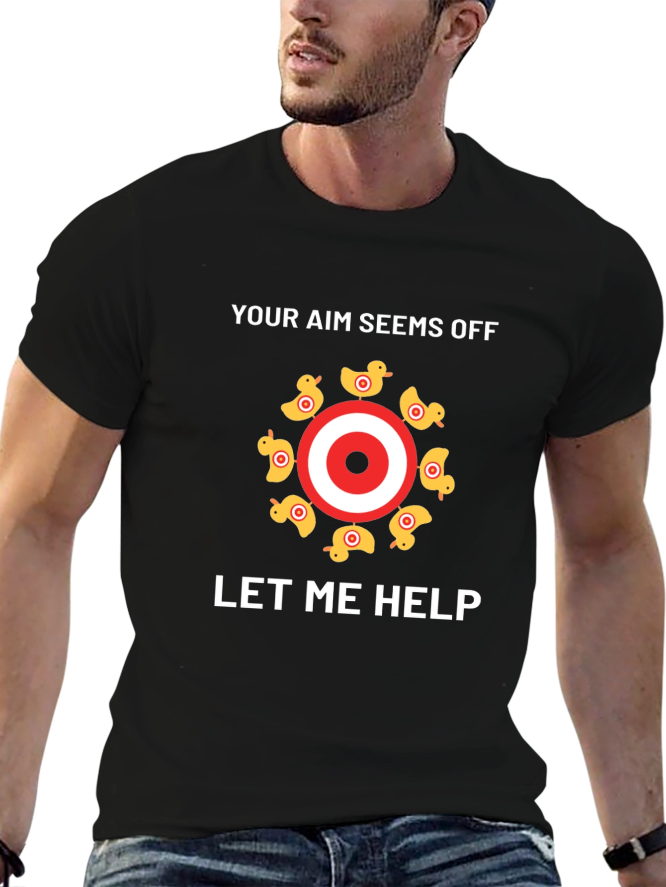 Black Funny Duck Target T-Shirt - Your Aim Seems Off, Let Me Help view 6