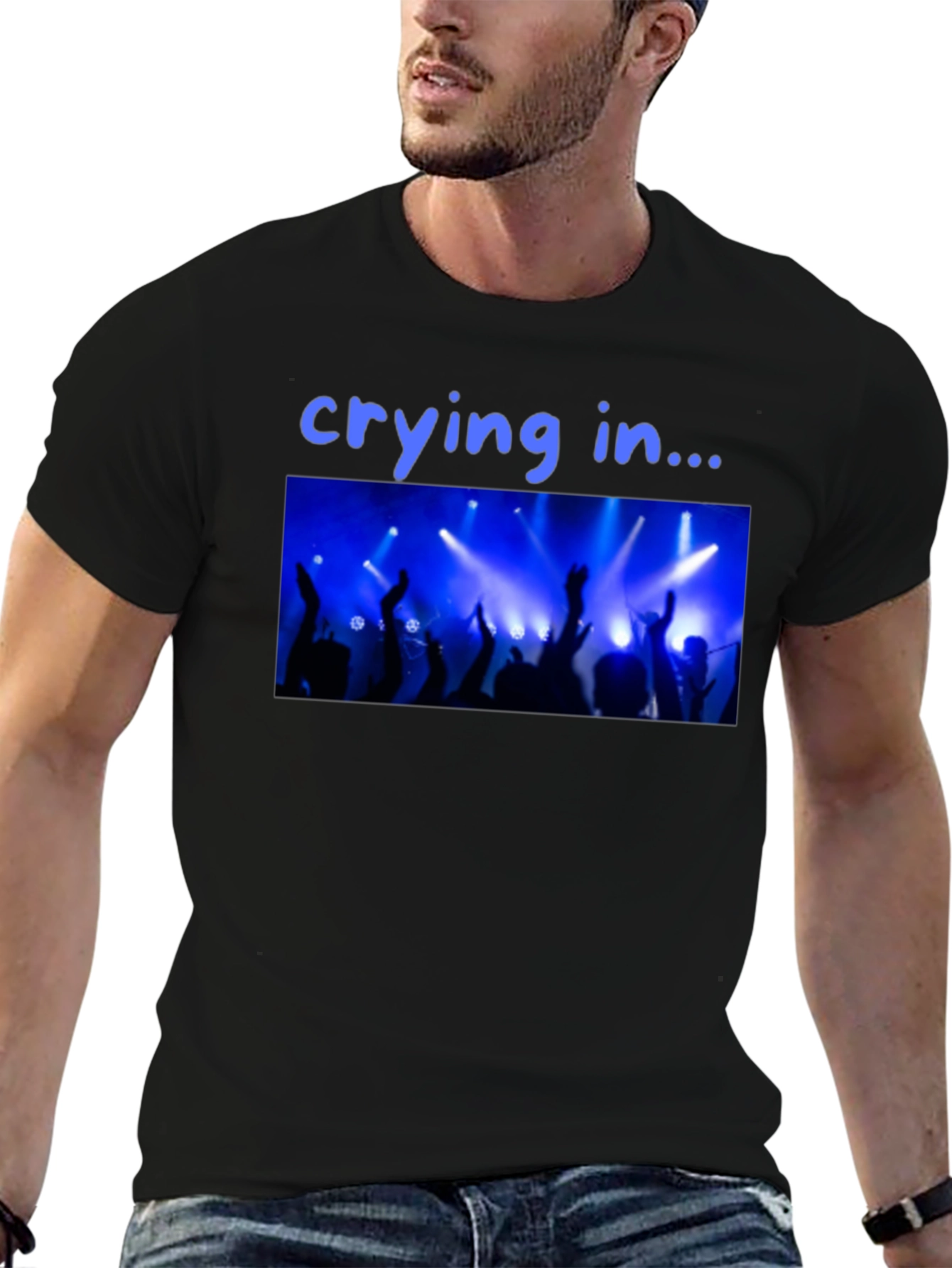 Black Crying in Concert T-Shirt - Black Crew Neck Graphic Tee view 6