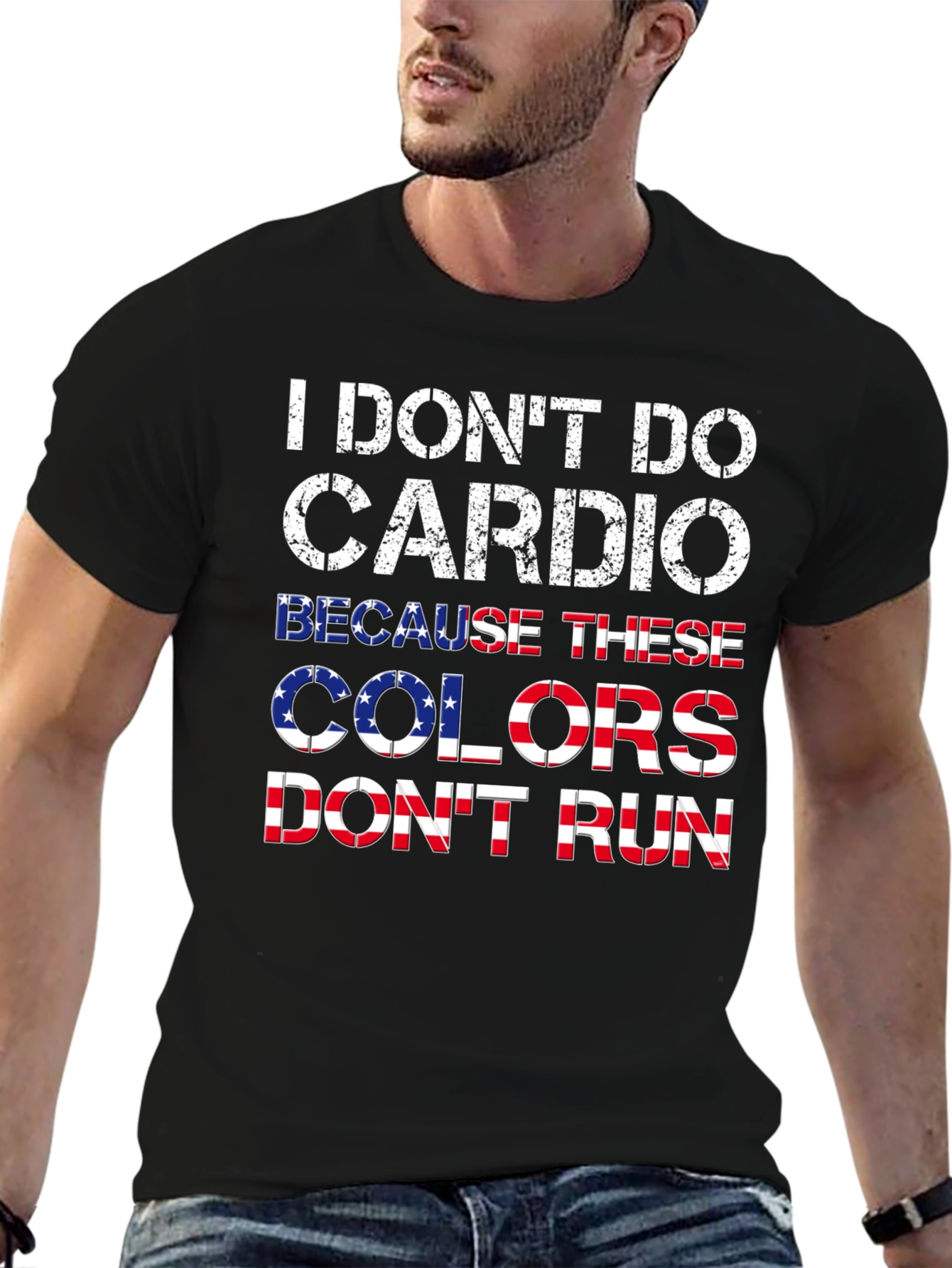 Black I Don't Do Cardio Patriotic T-Shirt view 6