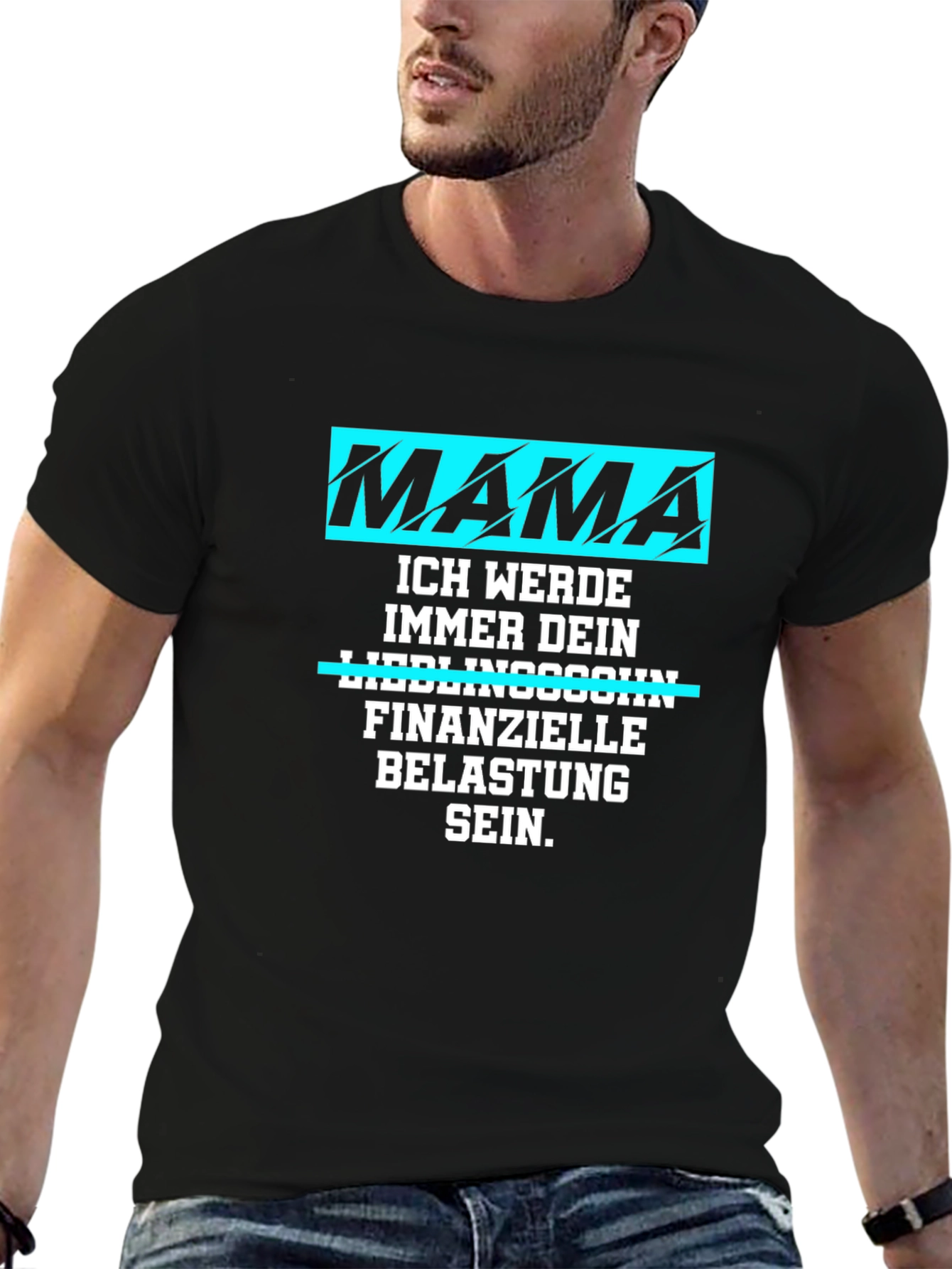 Black Mama's Boy T-Shirt: Funny German Saying view 6