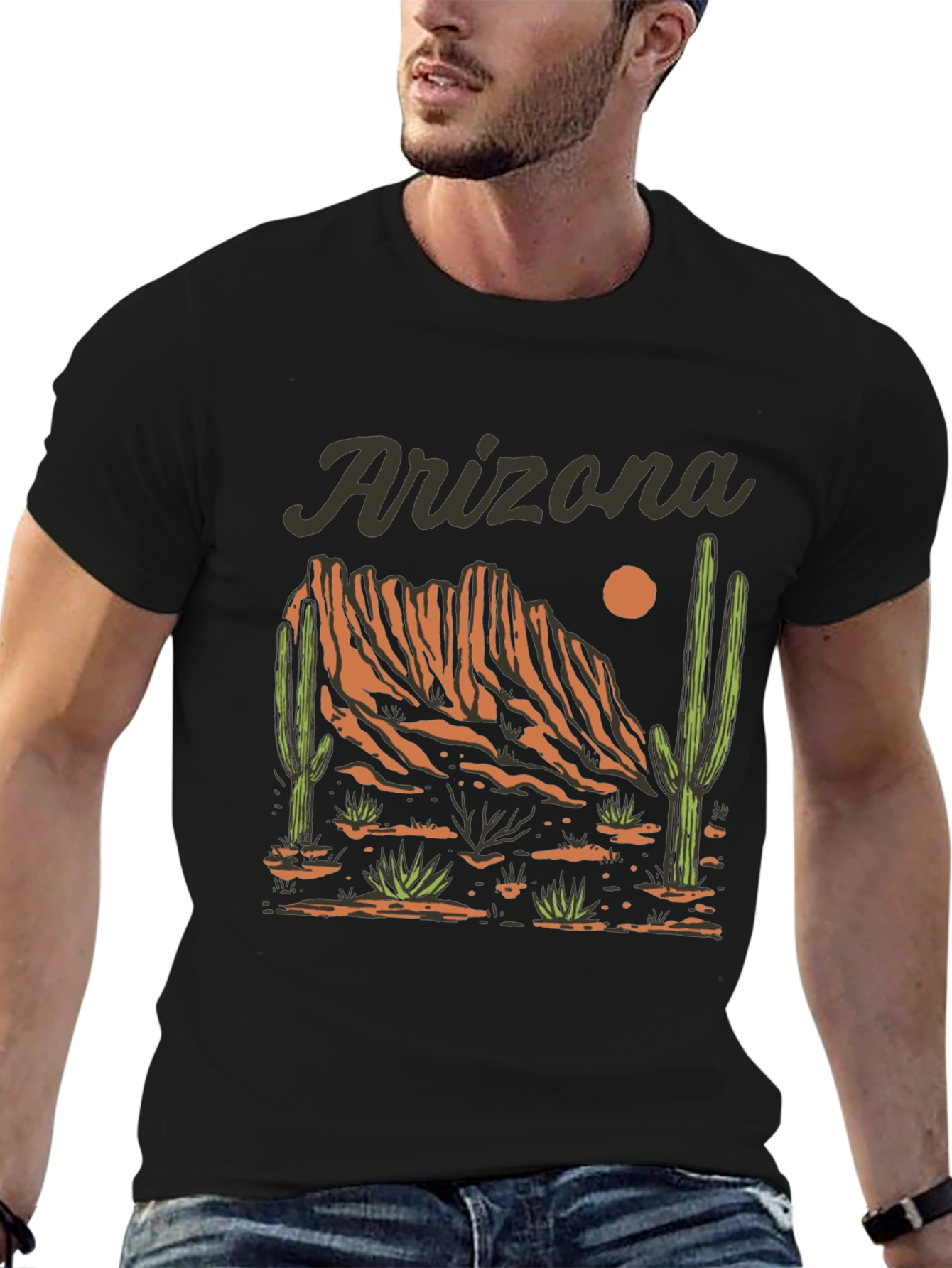 Black Arizona Desert Graphic T-Shirt view 6