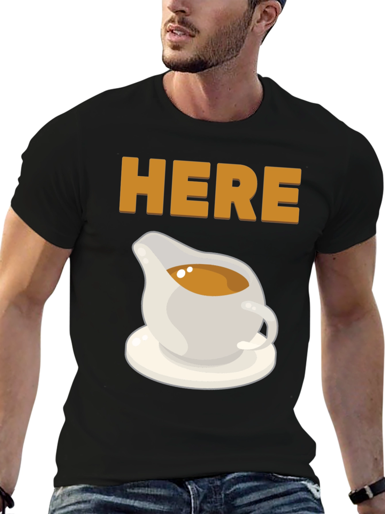 Black Here for the Gravy T-Shirt, Thanksgiving Tee view 6