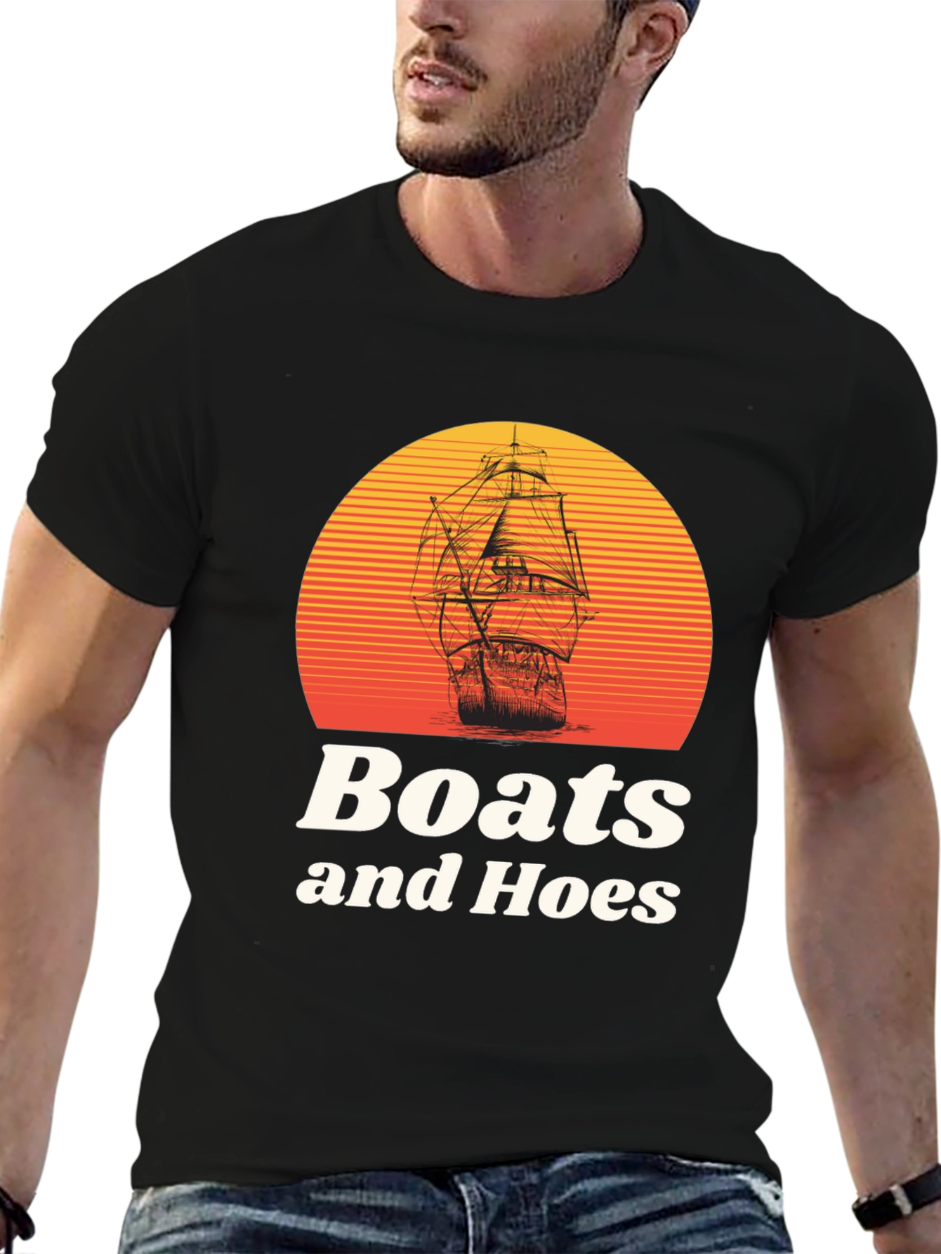 Black Boats and Hoes Graphic T-Shirt view 6