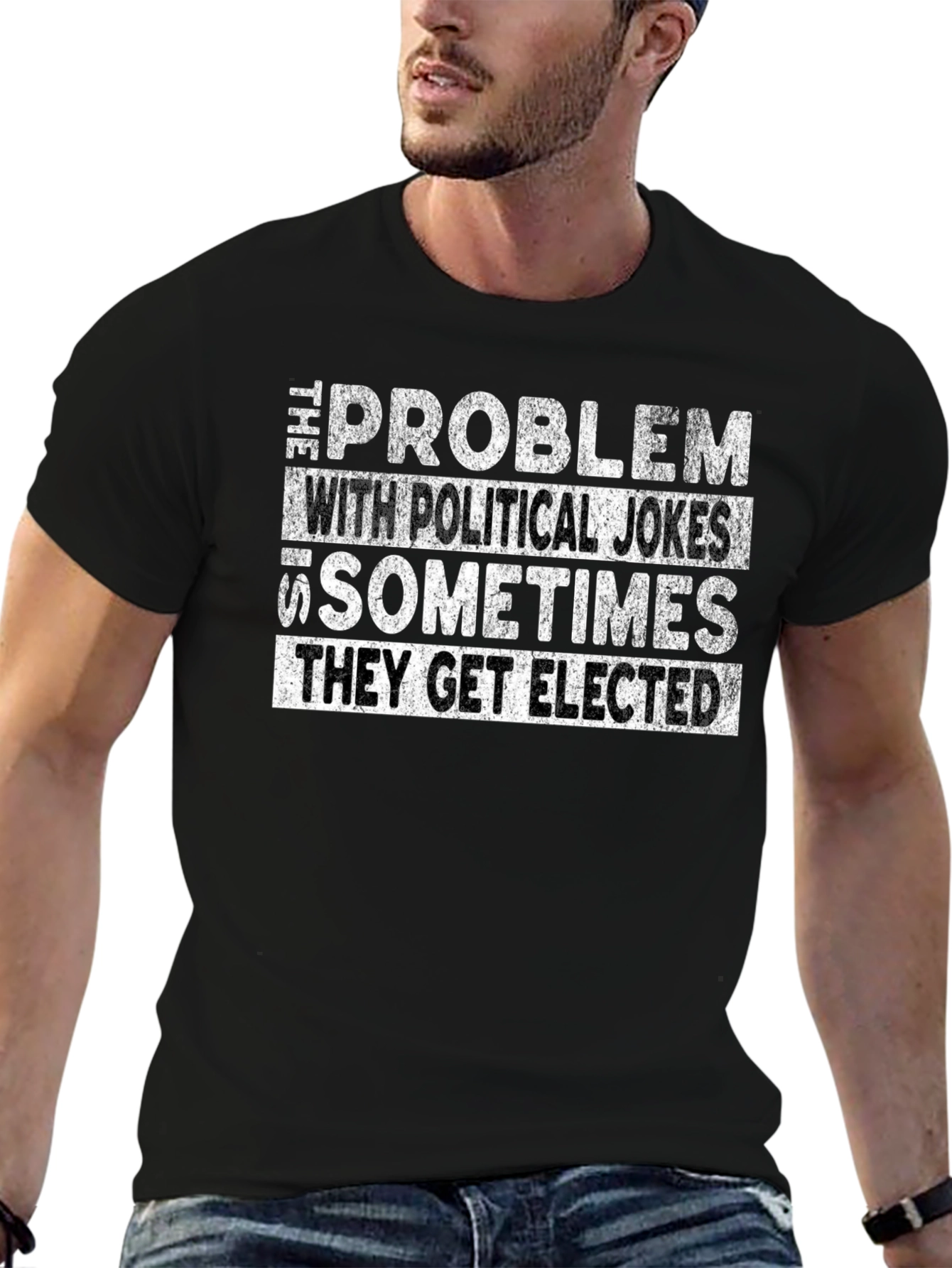 Black Political Humor Graphic Tee - "They Get Elected" view 6
