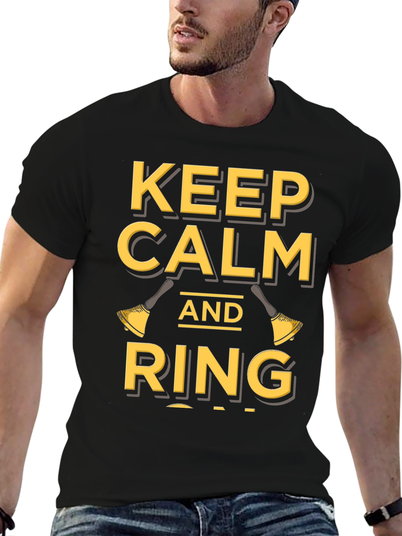 Black Keep Calm and Ring Black T-Shirt view 6