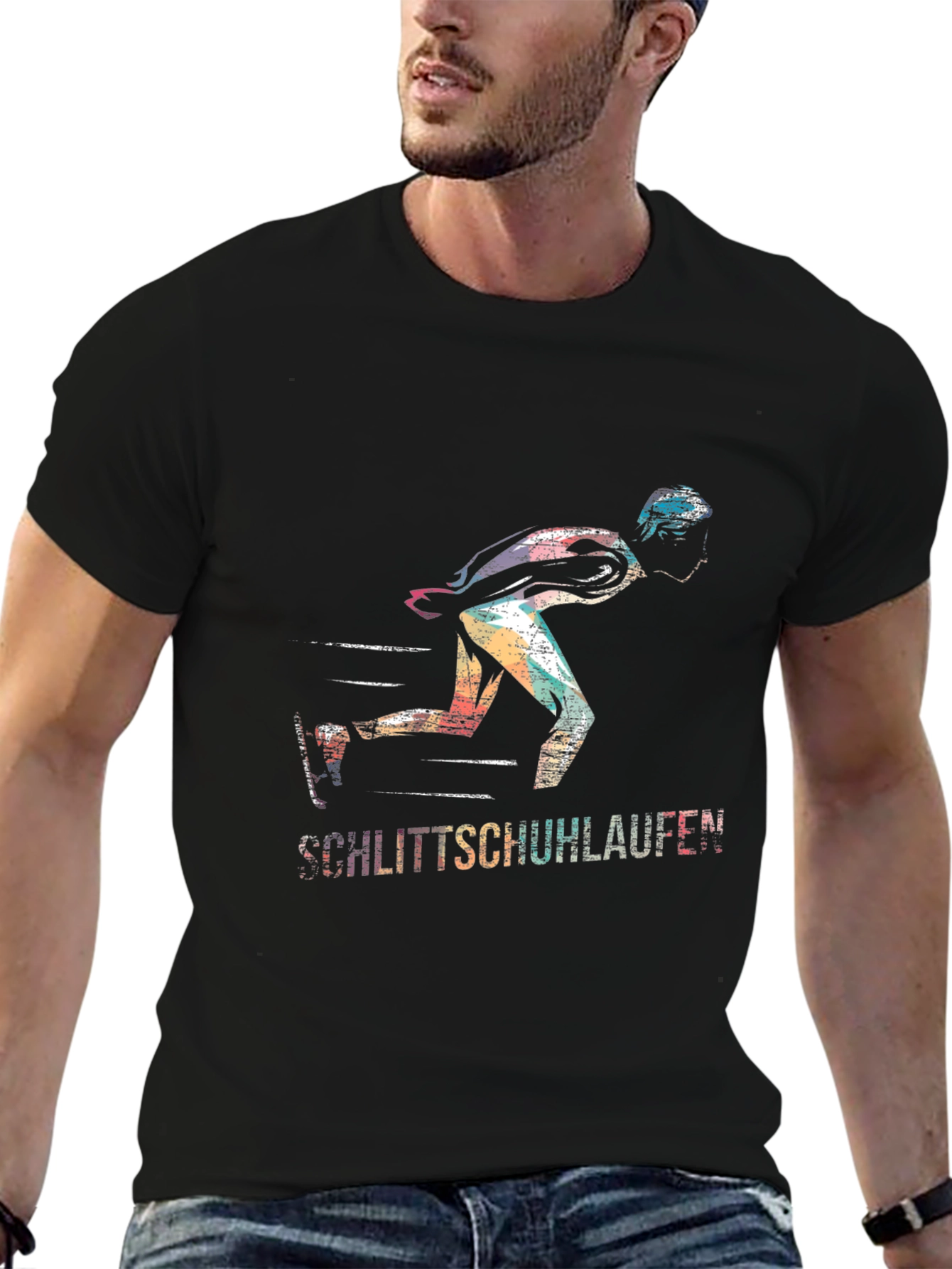 Black Schlittschuhlaufen Graphic Tee view 6