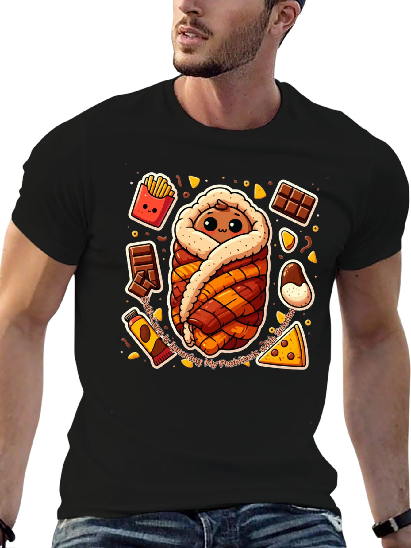 Black Snack Wrap T-Shirt Funny Graphic Tee view 6