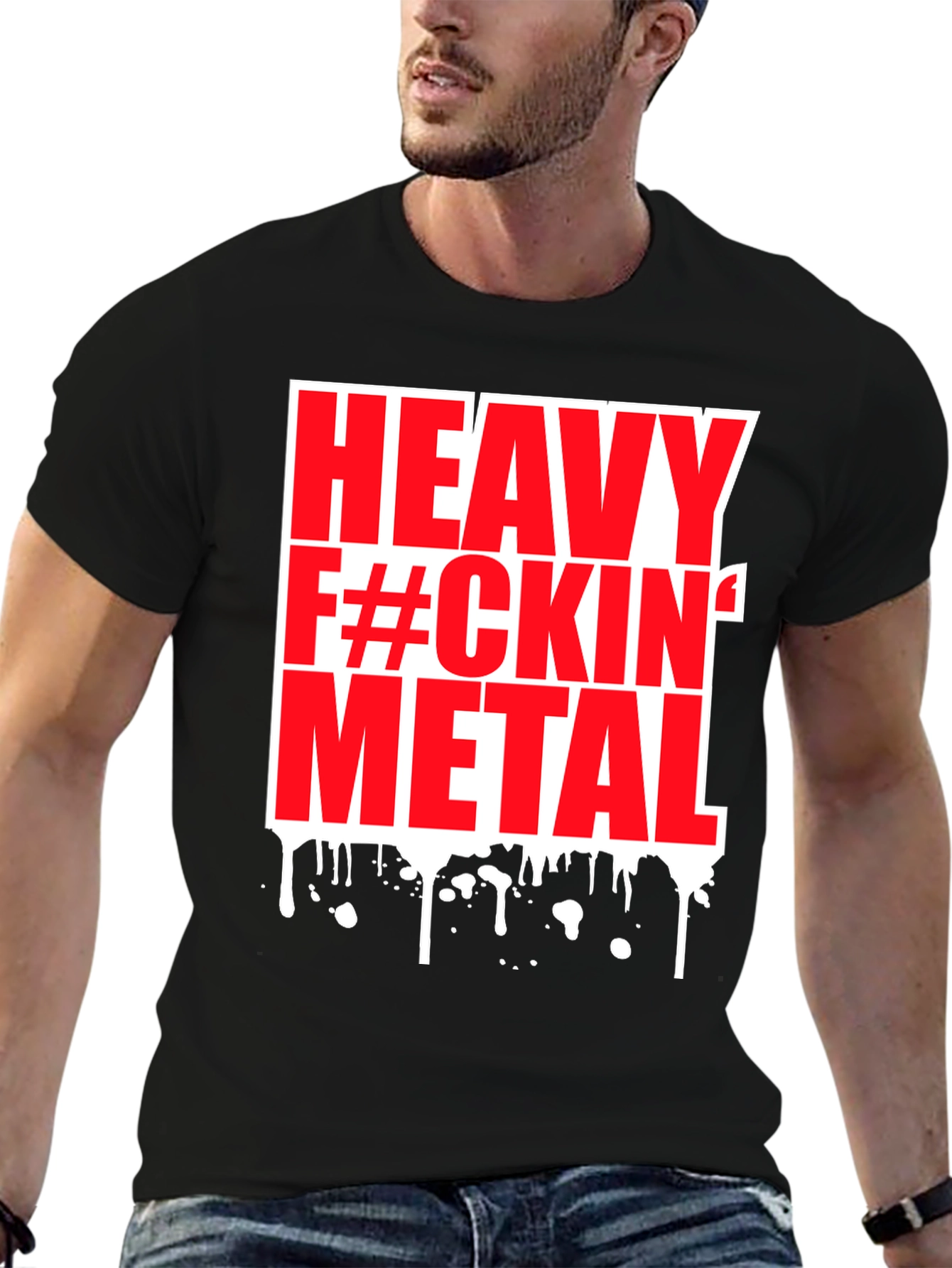 Black Heavy Metal Graphic Tee - Black Cotton T-Shirt view 6