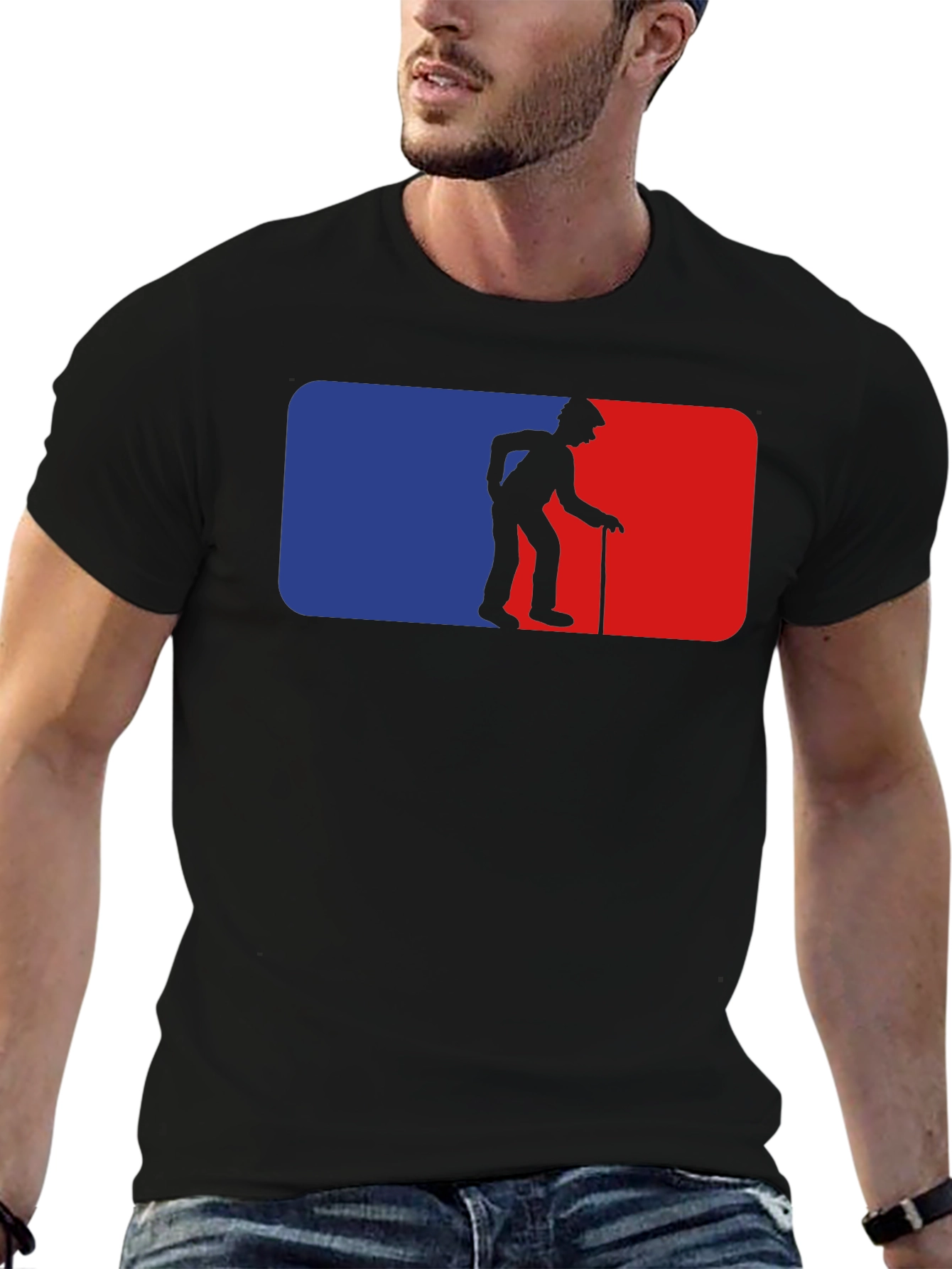 Black MLB Parody Old Man Black T-Shirt view 6