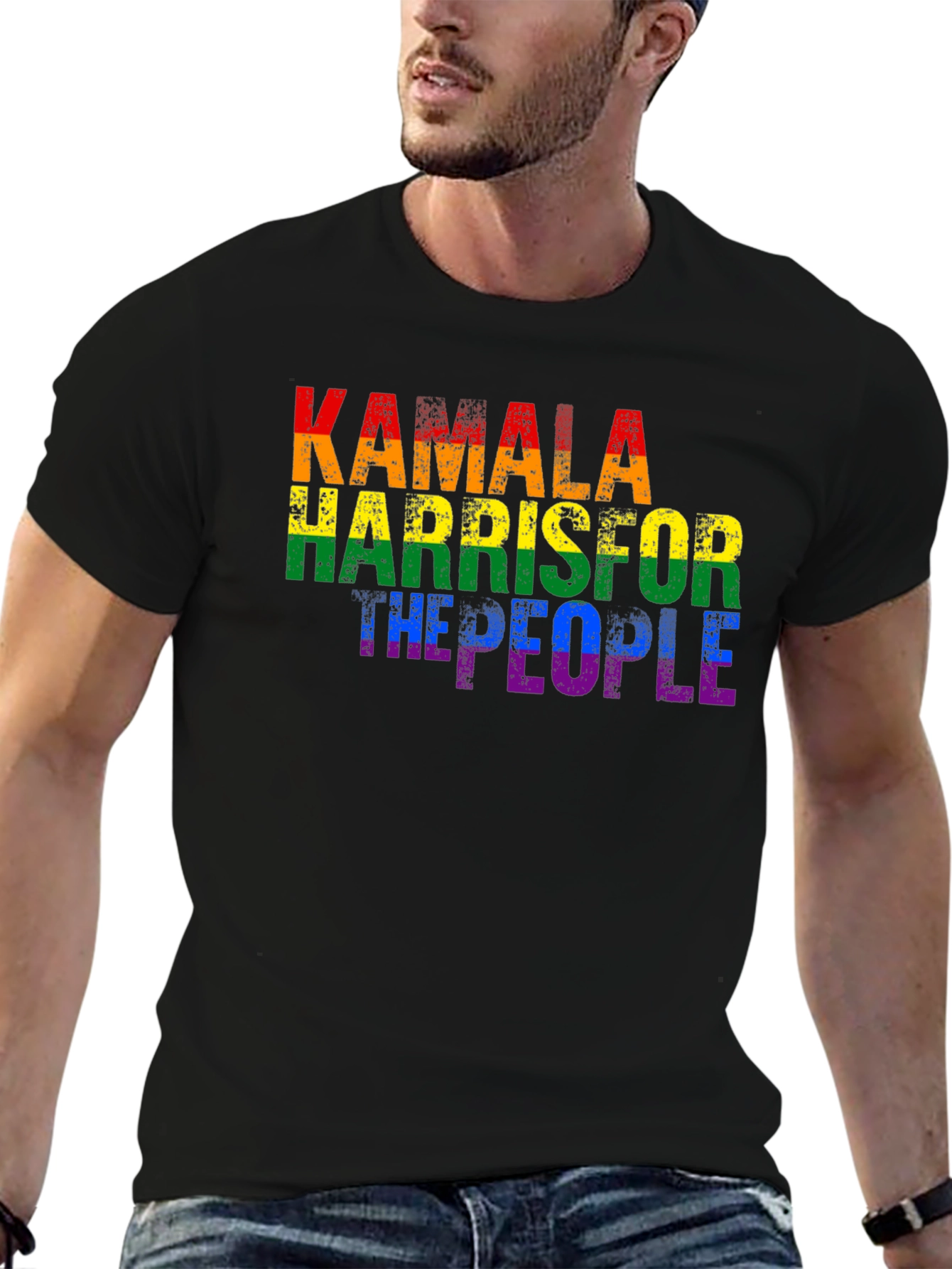 Black Kamala Harris For The People LGBT Pride T-Shirt view 6