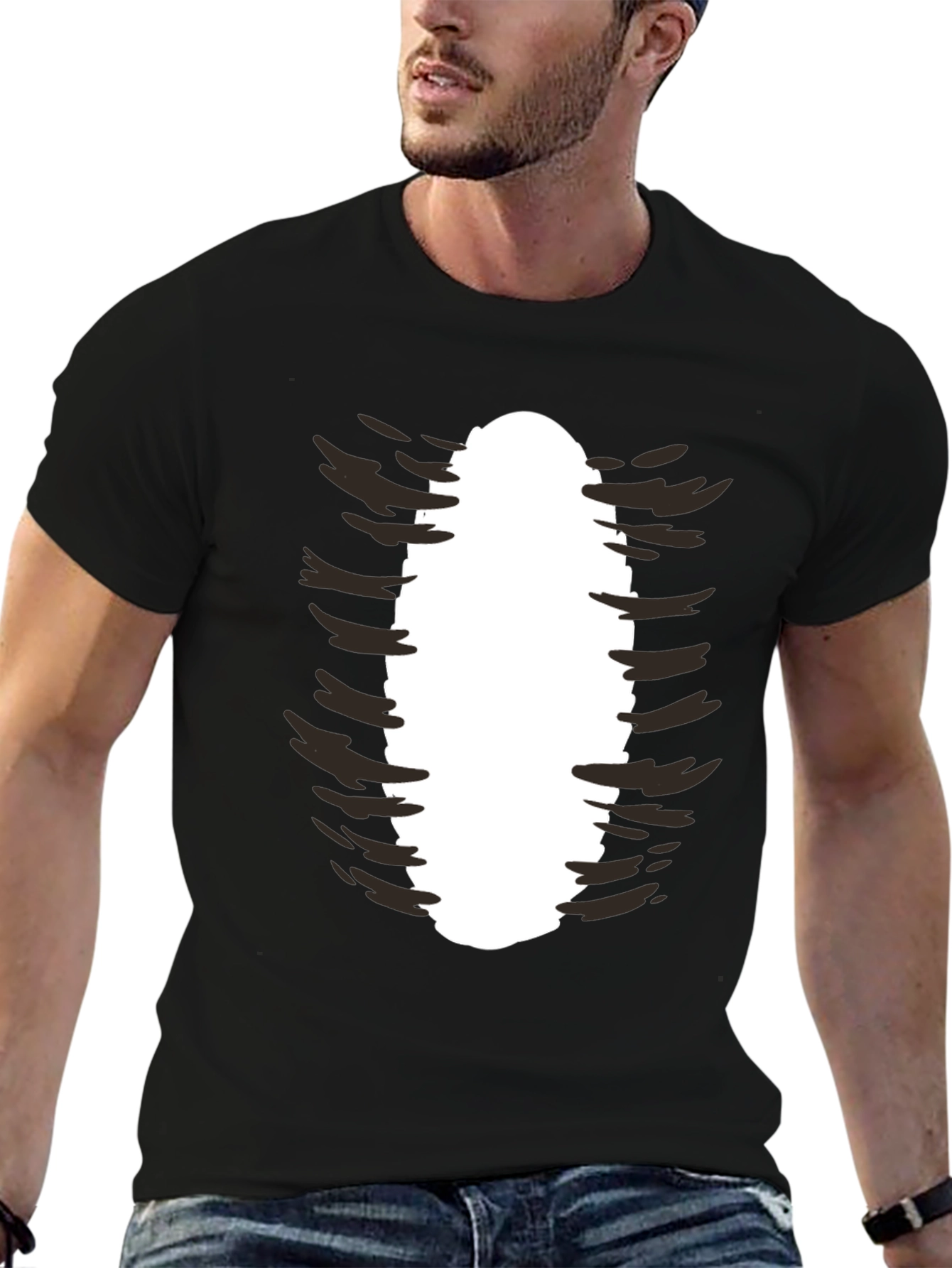 Black Ripped Rib Cage Graphic Tee - Black T-Shirt view 6