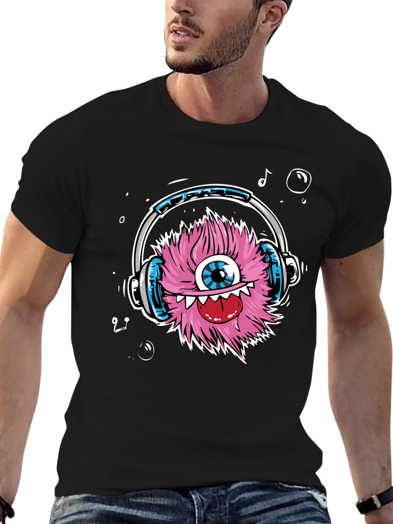 Black Monster Headphones Graphic Tee - Funky & Unique view 6