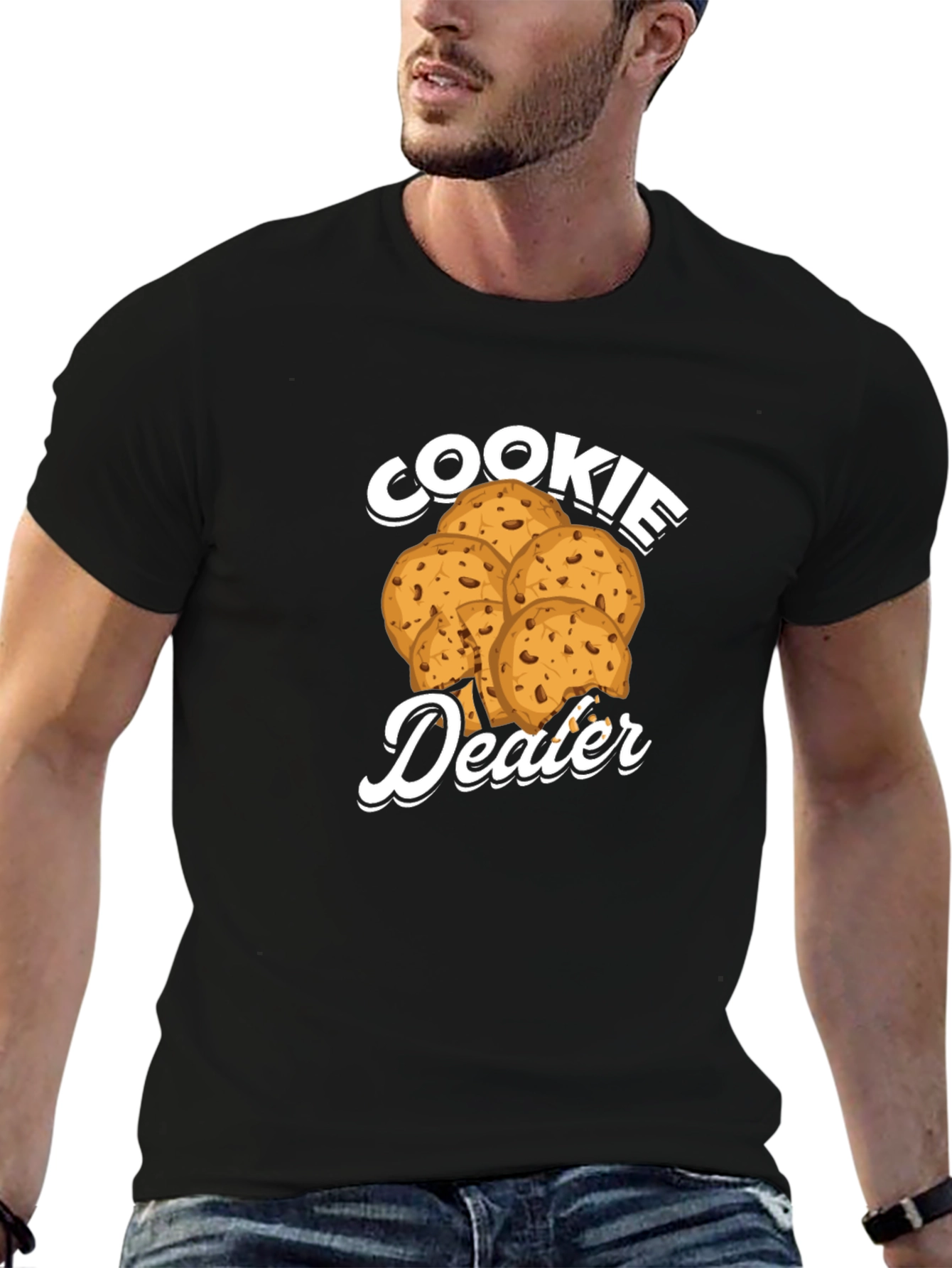 Black Cookie Dealer Graphic T-Shirt - Funny Novelty Tee view 6