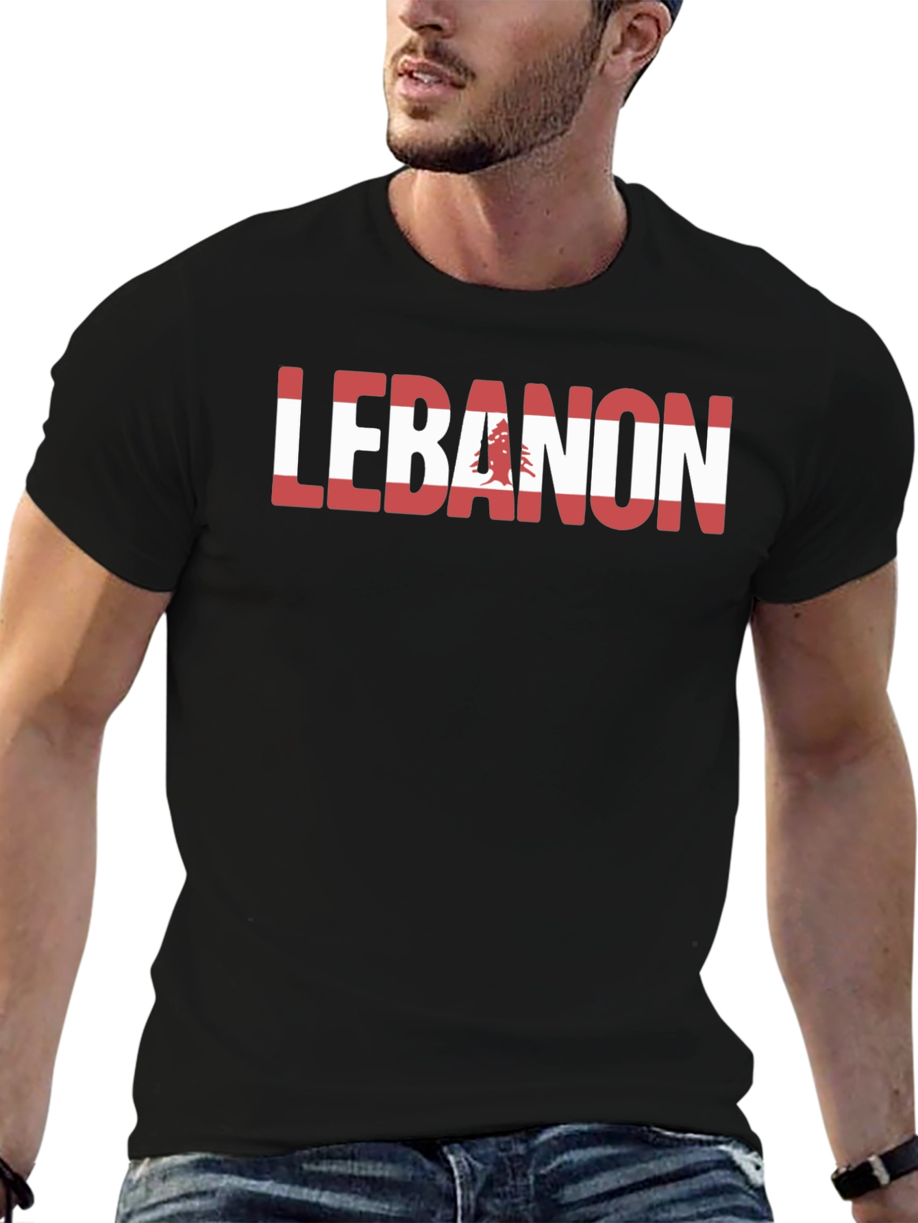 Black Lebanon Flag T-Shirt - National Pride view 6