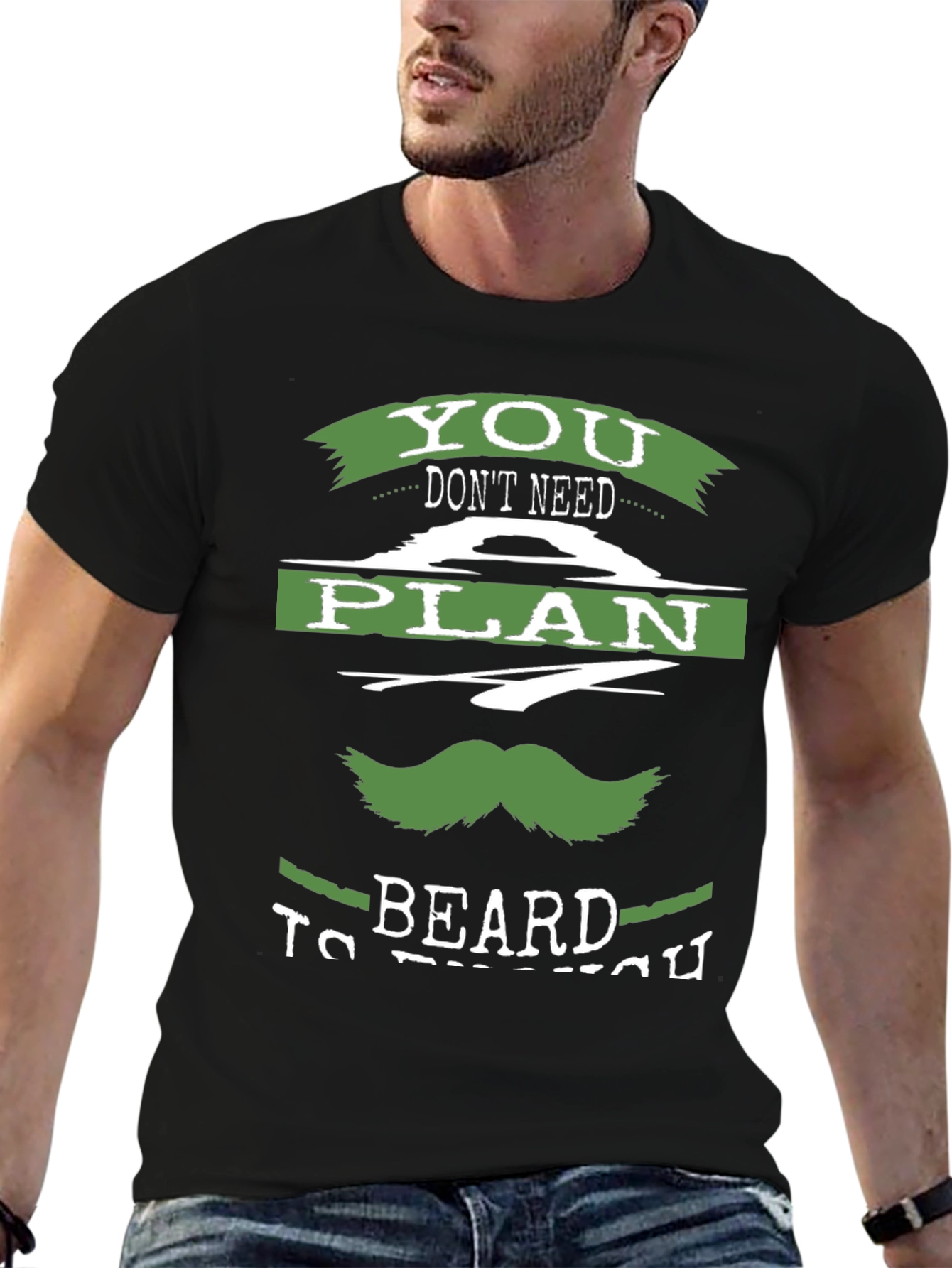 Black Funny Beard Plan T-Shirt view 6