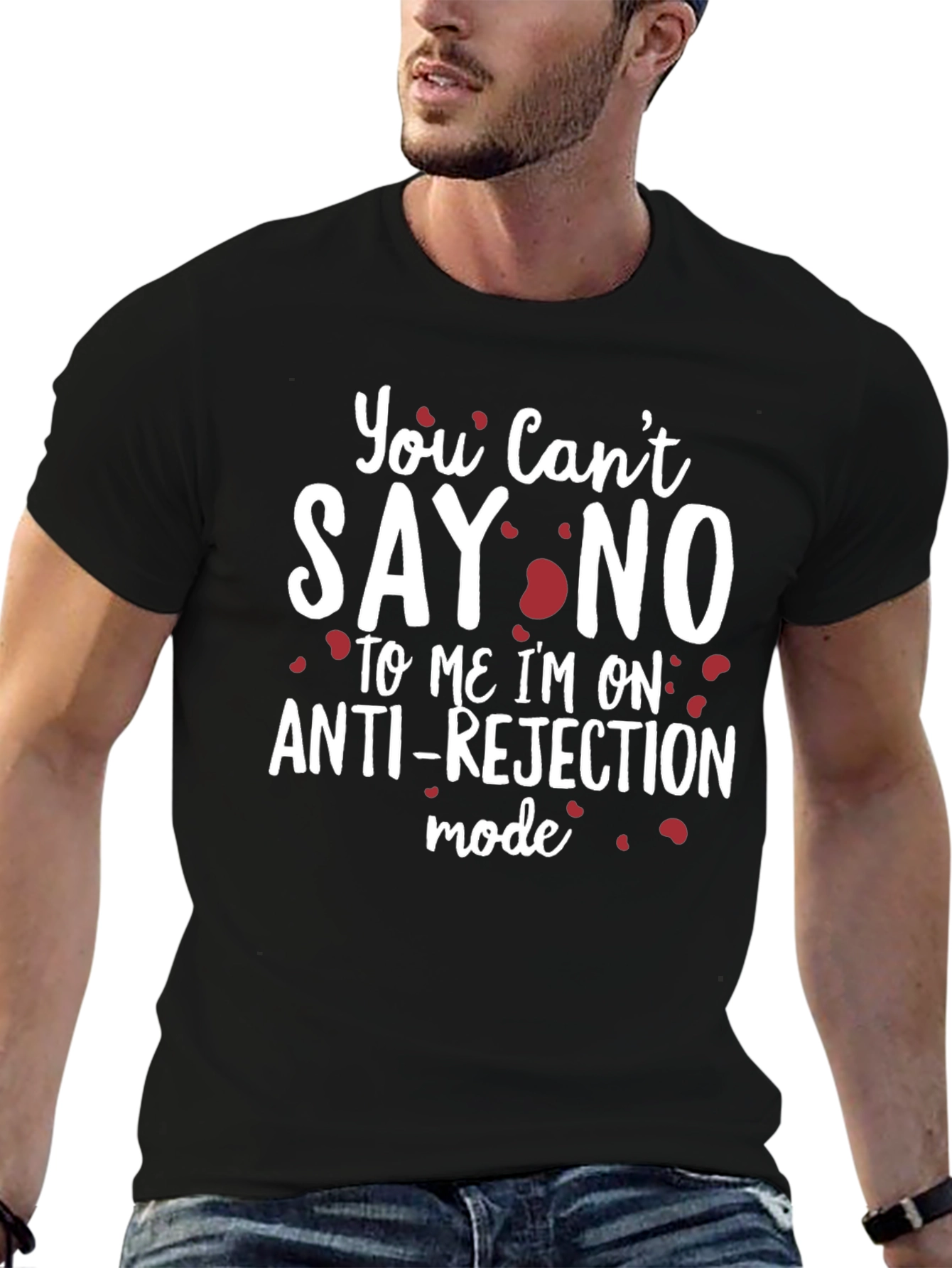 Black Anti-Rejection Mode Graphic Tee - Funny Slogan T-Shirt view 6
