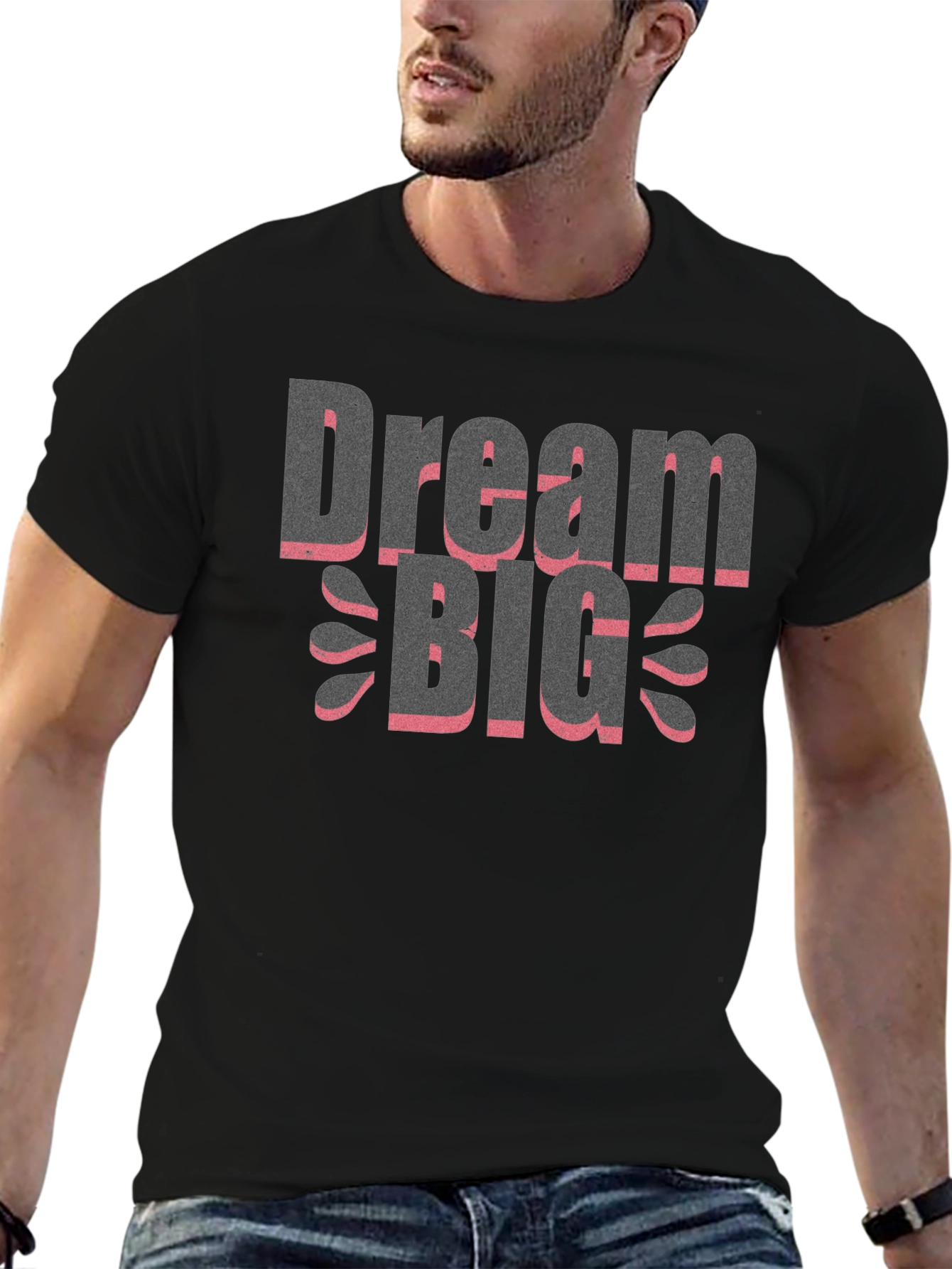 Black Dream Big Graphic Tee - Trendy Black T-Shirt view 6