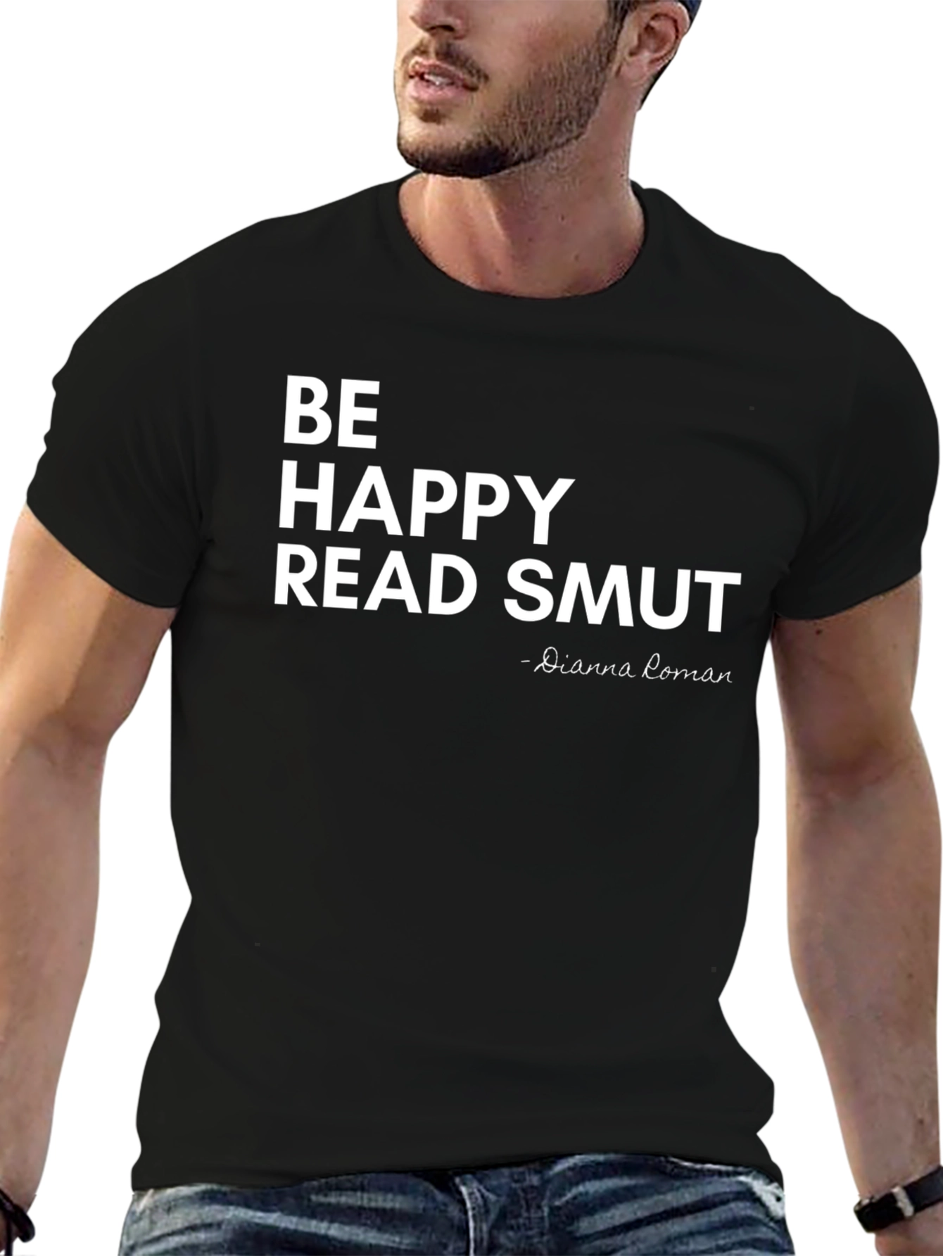 Black Be Happy Read Smut T-Shirt - Black view 6