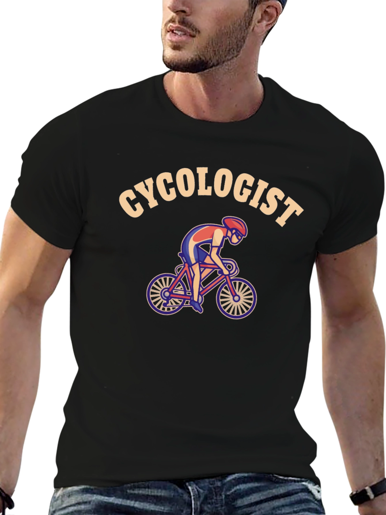 Black Cycologist T-Shirt - Cyclist Humor Tee view 6