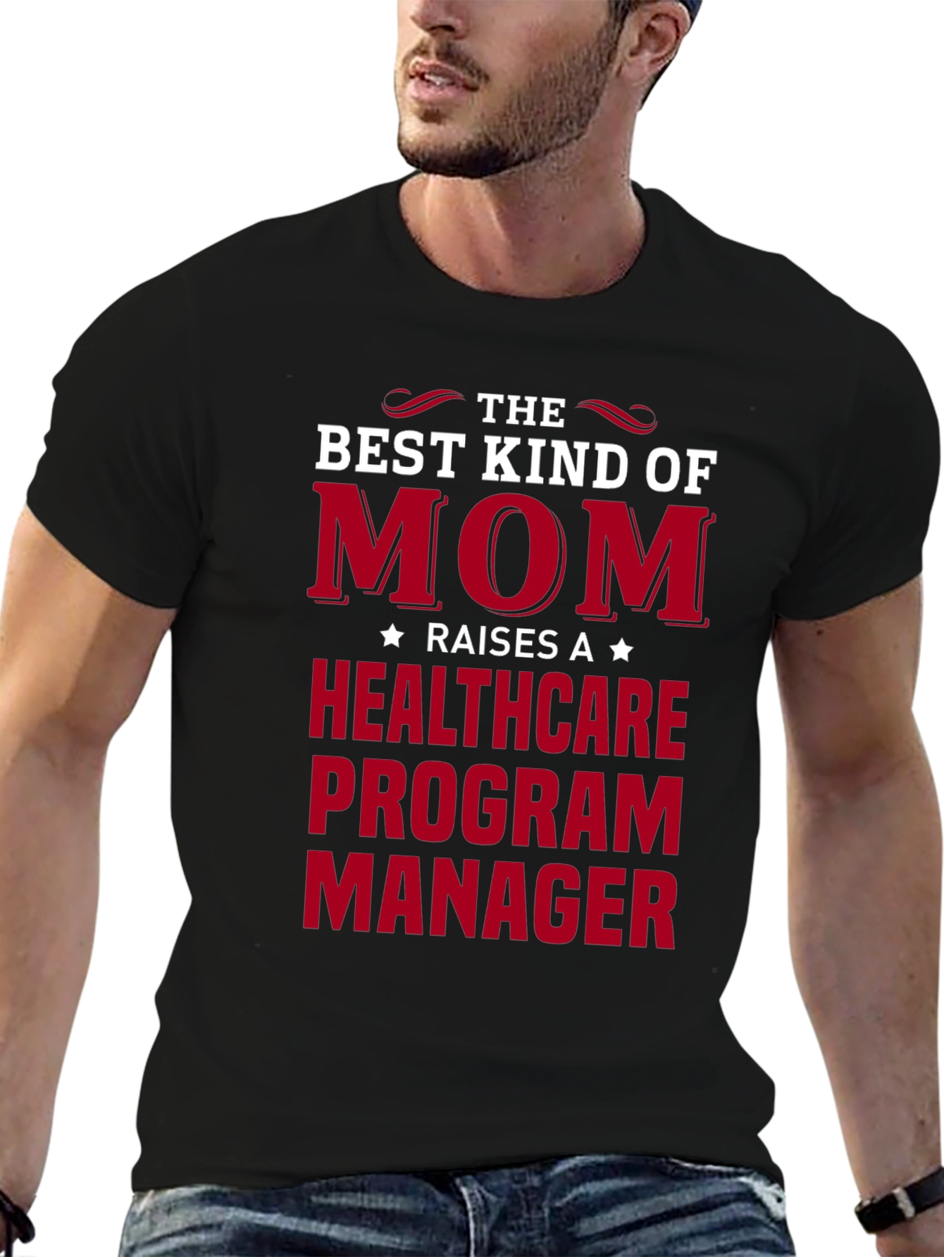 Black Best Mom Raises Healthcare Program Manager T-Shirt view 6