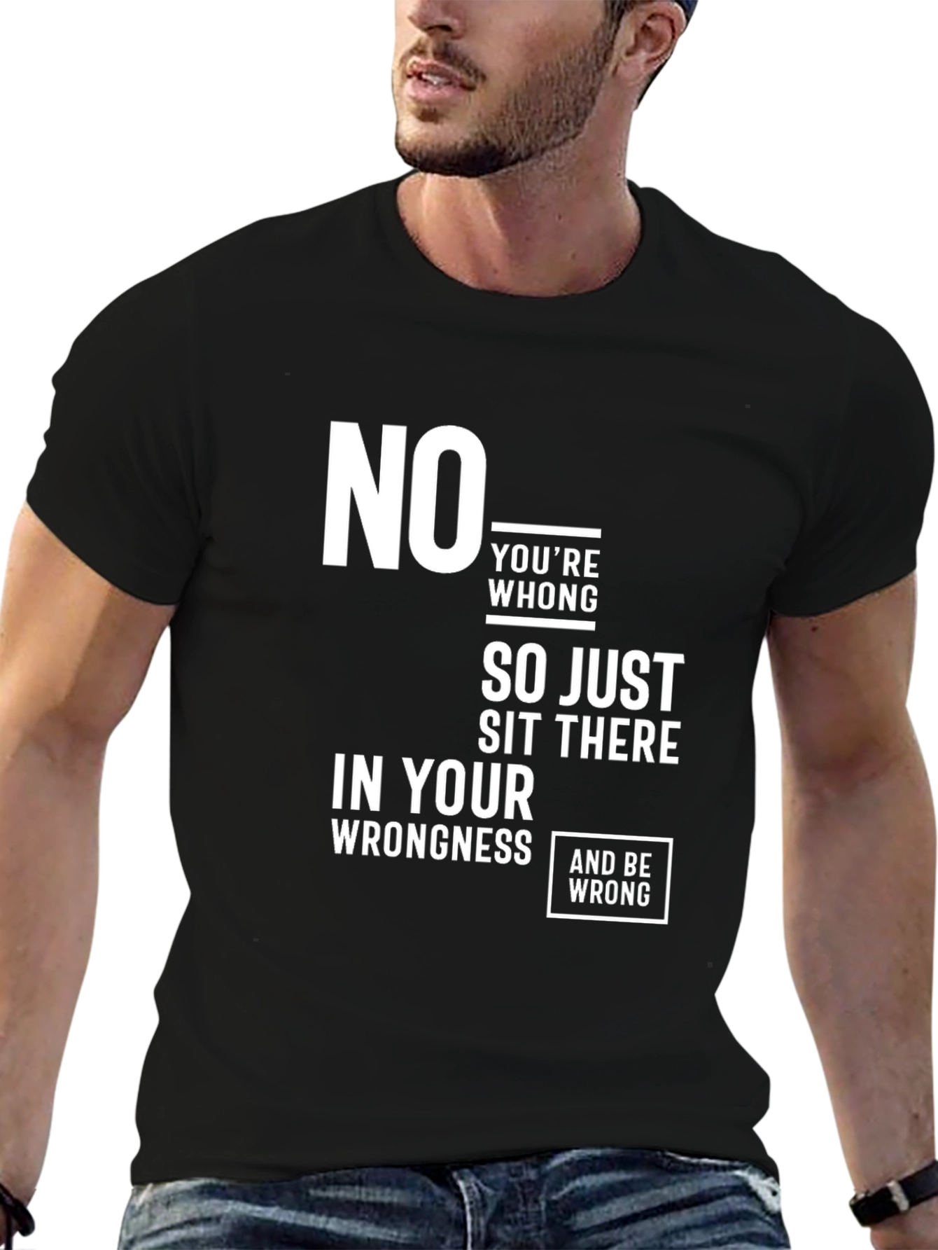 Black Humorous 'Wrongness' Graphic Tee - Black view 6