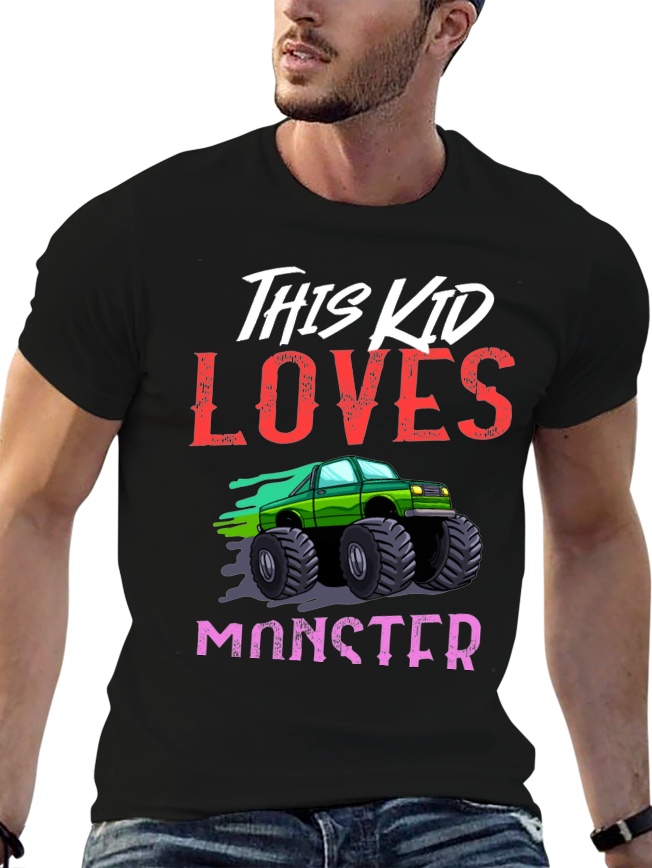 Black This Kid Loves Monster Trucks T-Shirt view 6