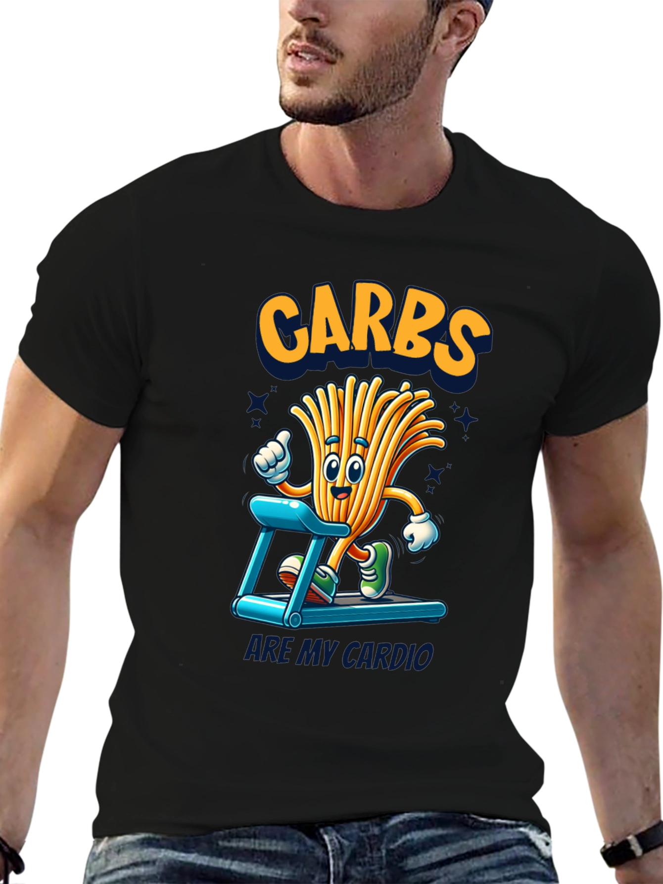 Black Carbs Are My Cardio Funny T-Shirt view 6