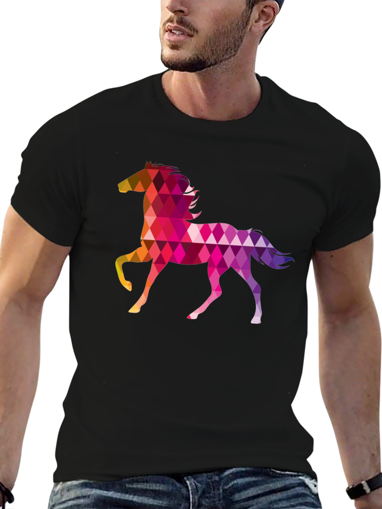 Black Geometric Horse T-Shirt view 6