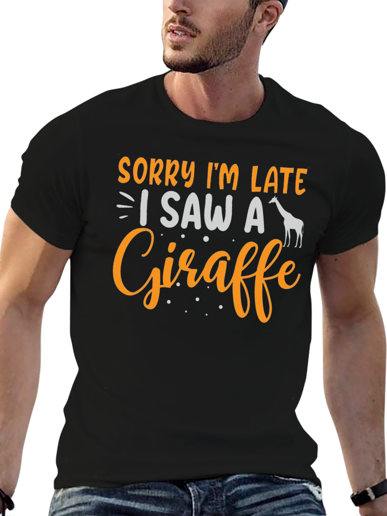 Black Sorry I'm Late Giraffe Graphic Tee view 6