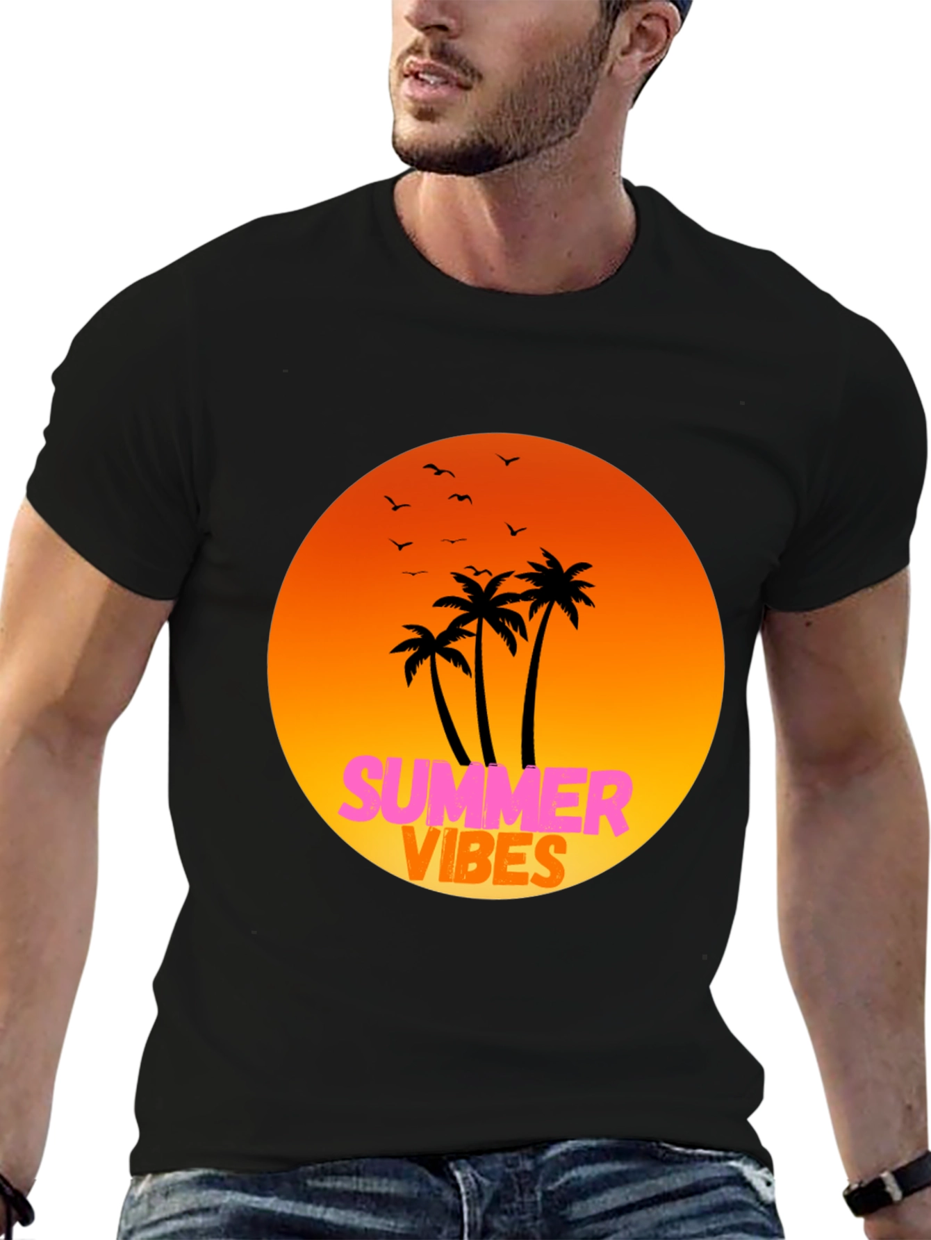 Black Summer Vibes Graphic Tee - Relaxed Fit view 6