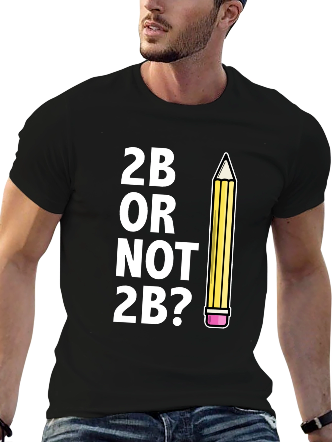 Black 2B Or Not 2B? Funny Graphic Tee view 6