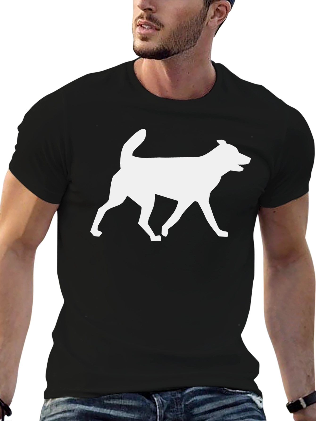 Black Dog Silhouette Graphic Tee - Black Cotton Blend view 6