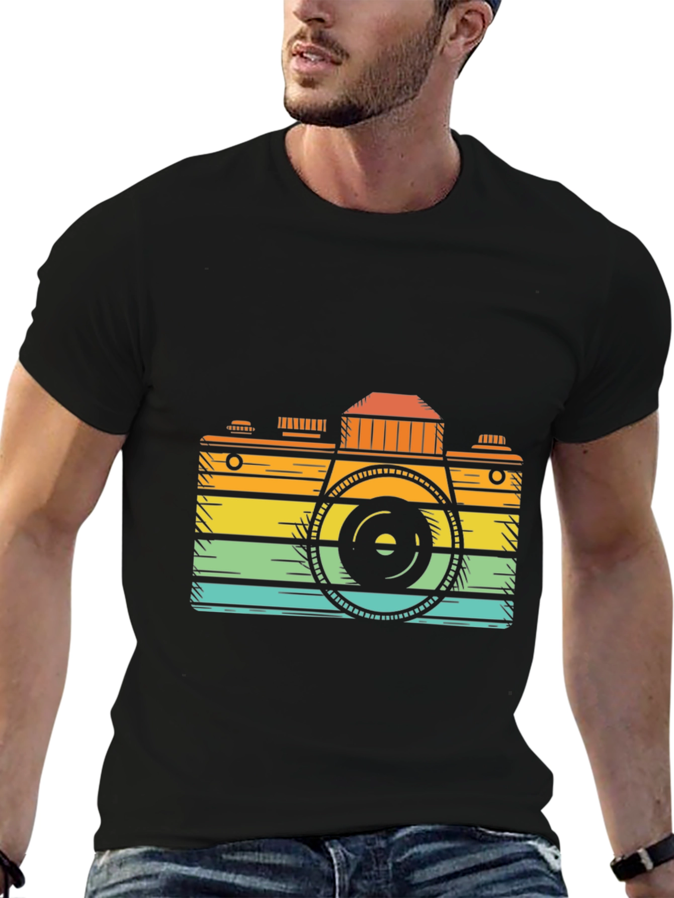 Black Retro Camera Graphic Tee - Classic Cool view 6