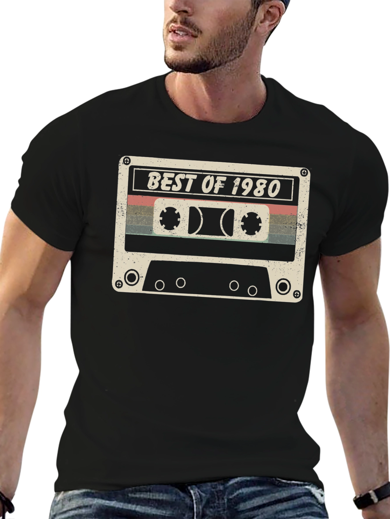 Black Best of 1980 Cassette Tape T-Shirt - Retro Style view 6