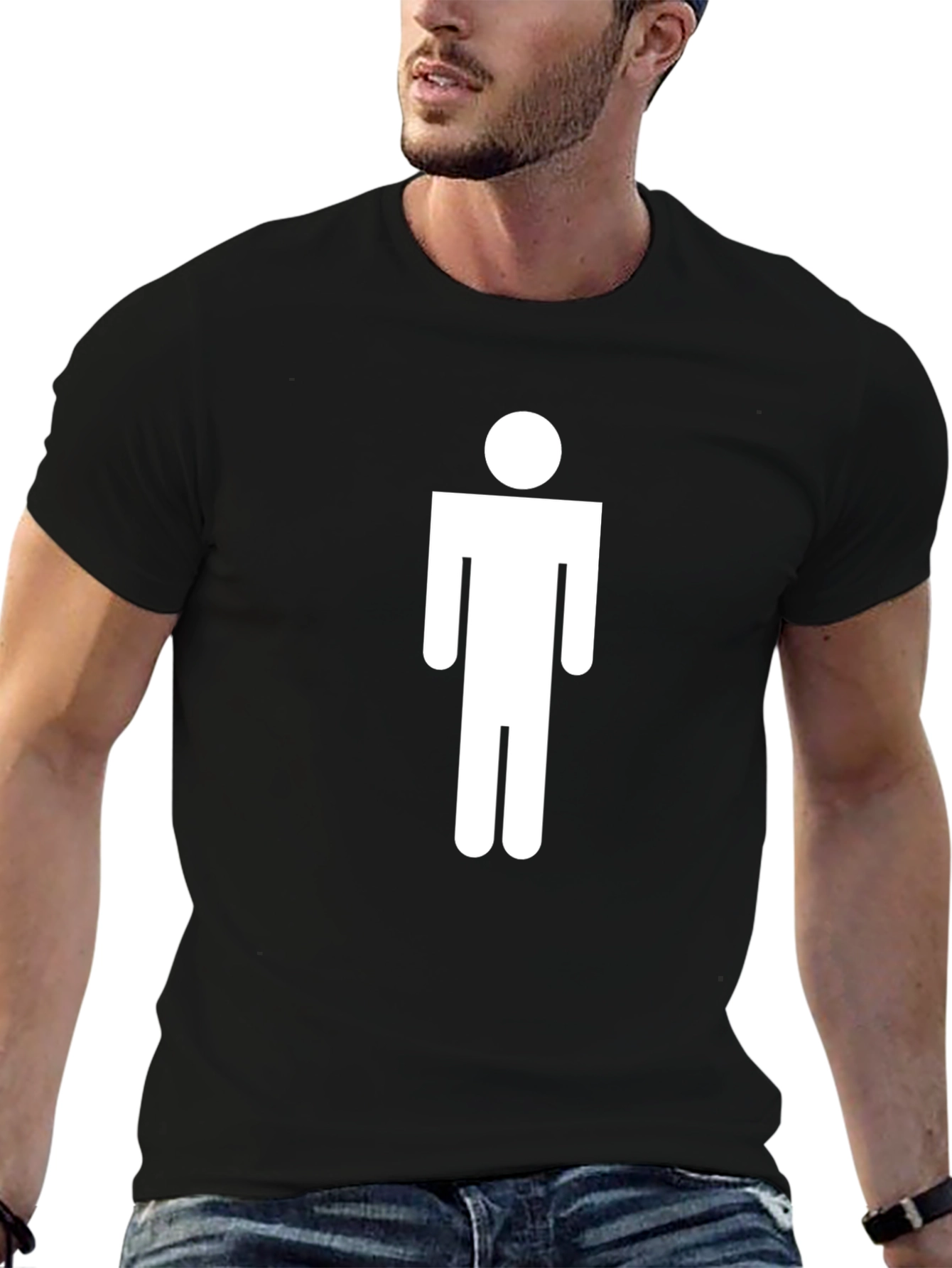 Black Minimalist Man Symbol Black Tee - Unisex view 6