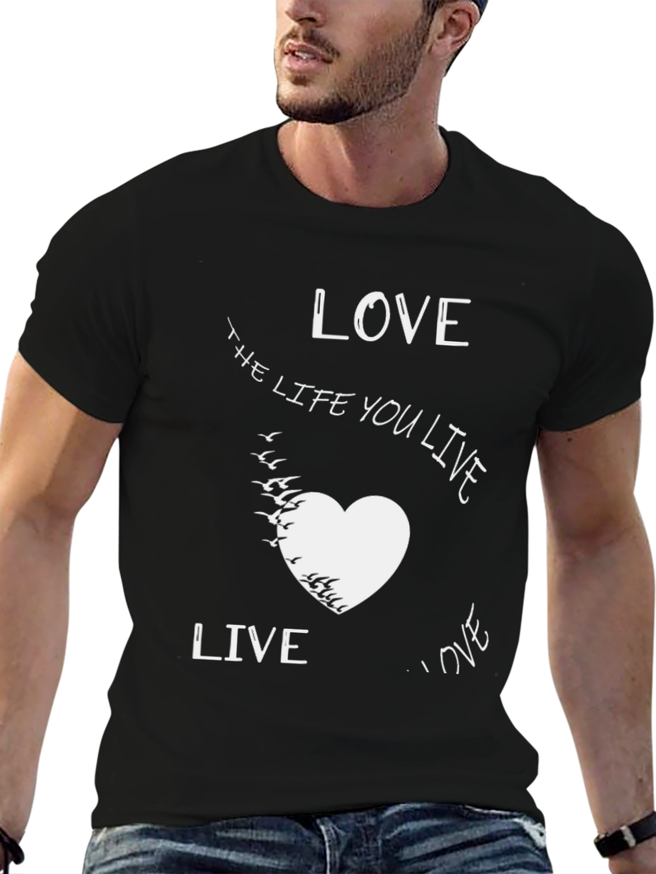 Black Love the Life You Live Graphic Tee - Black Cotton view 6