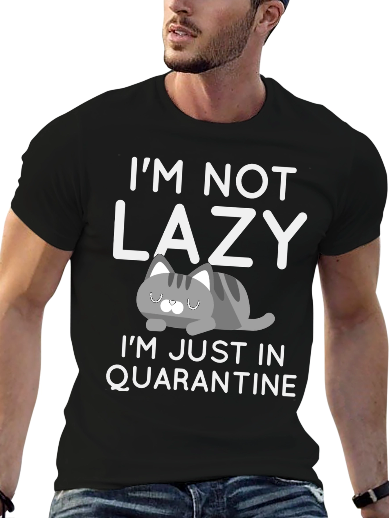 Black I'm Not Lazy Quarantine Tee view 6
