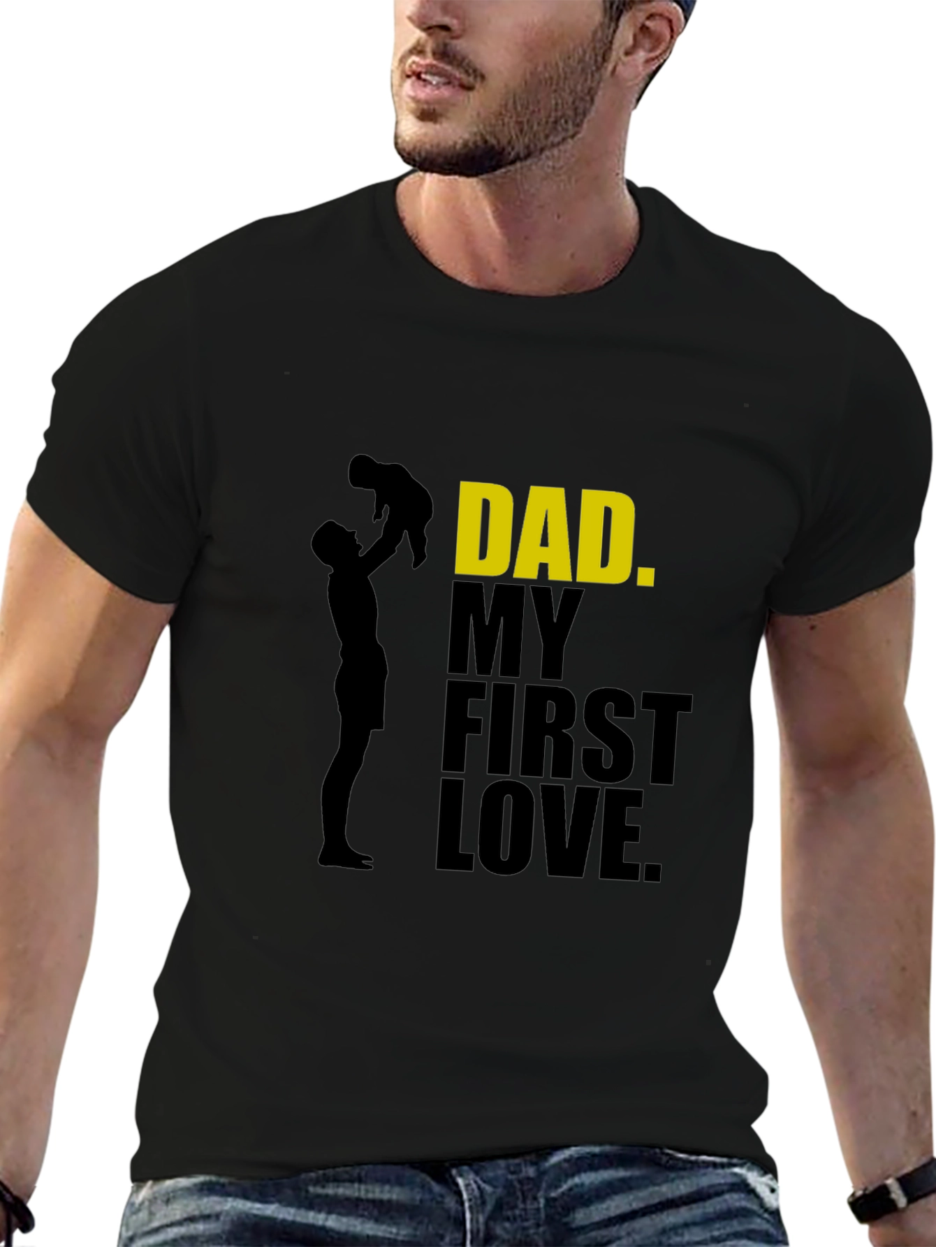 Black Dad My First Love T-Shirt - Father's Day Gift view 6