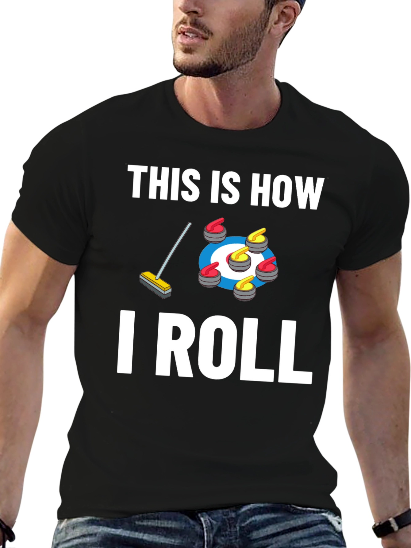 Black Curling "This Is How I Roll" Graphic T-Shirt view 6